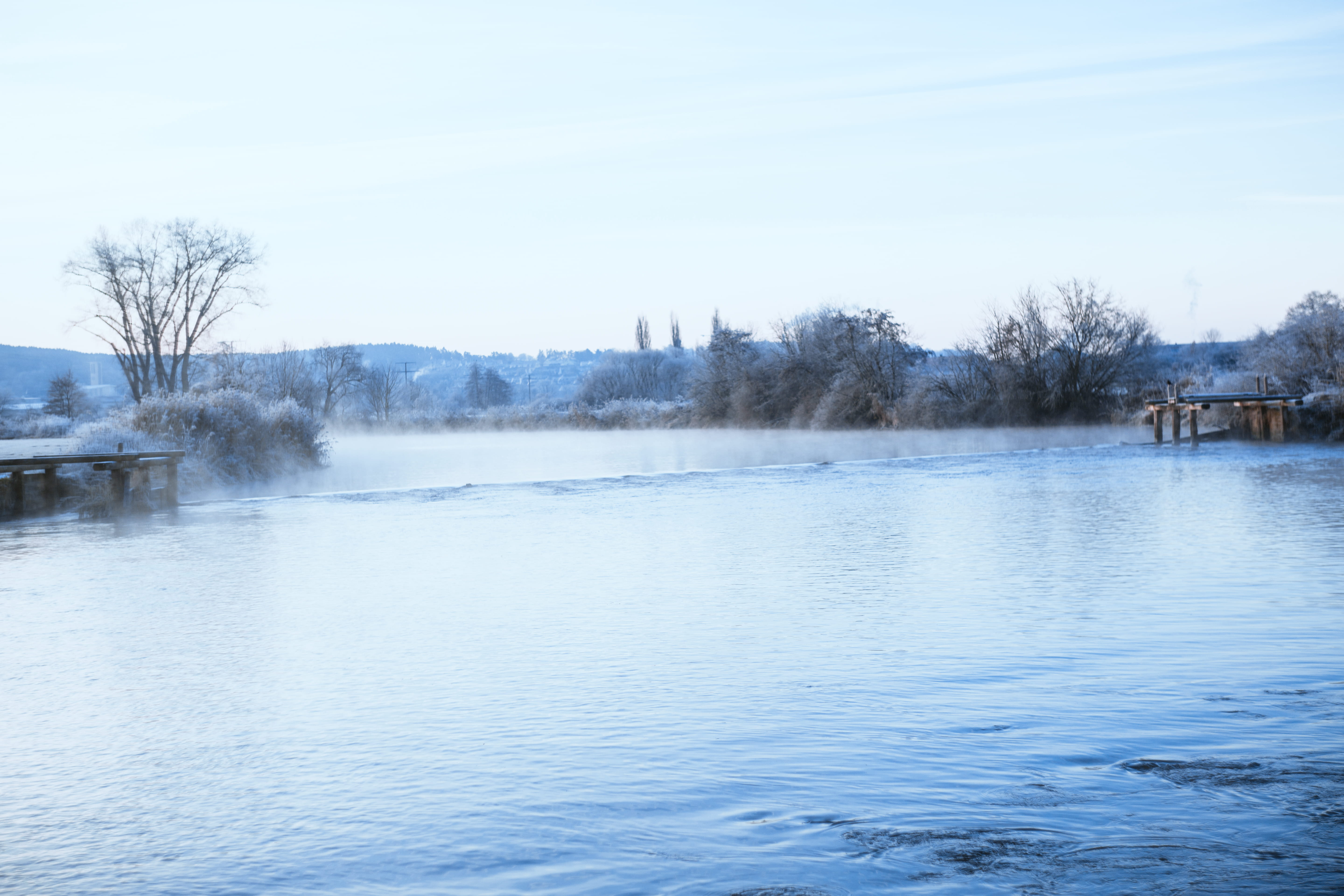 tranquility, woods, foggy, trees, beauty in nature, frosty, fog, plant, waterfront, lake, cold, frozen, scenic, power in nature, non-urban scene, 5K, environment, HD Wallpaper