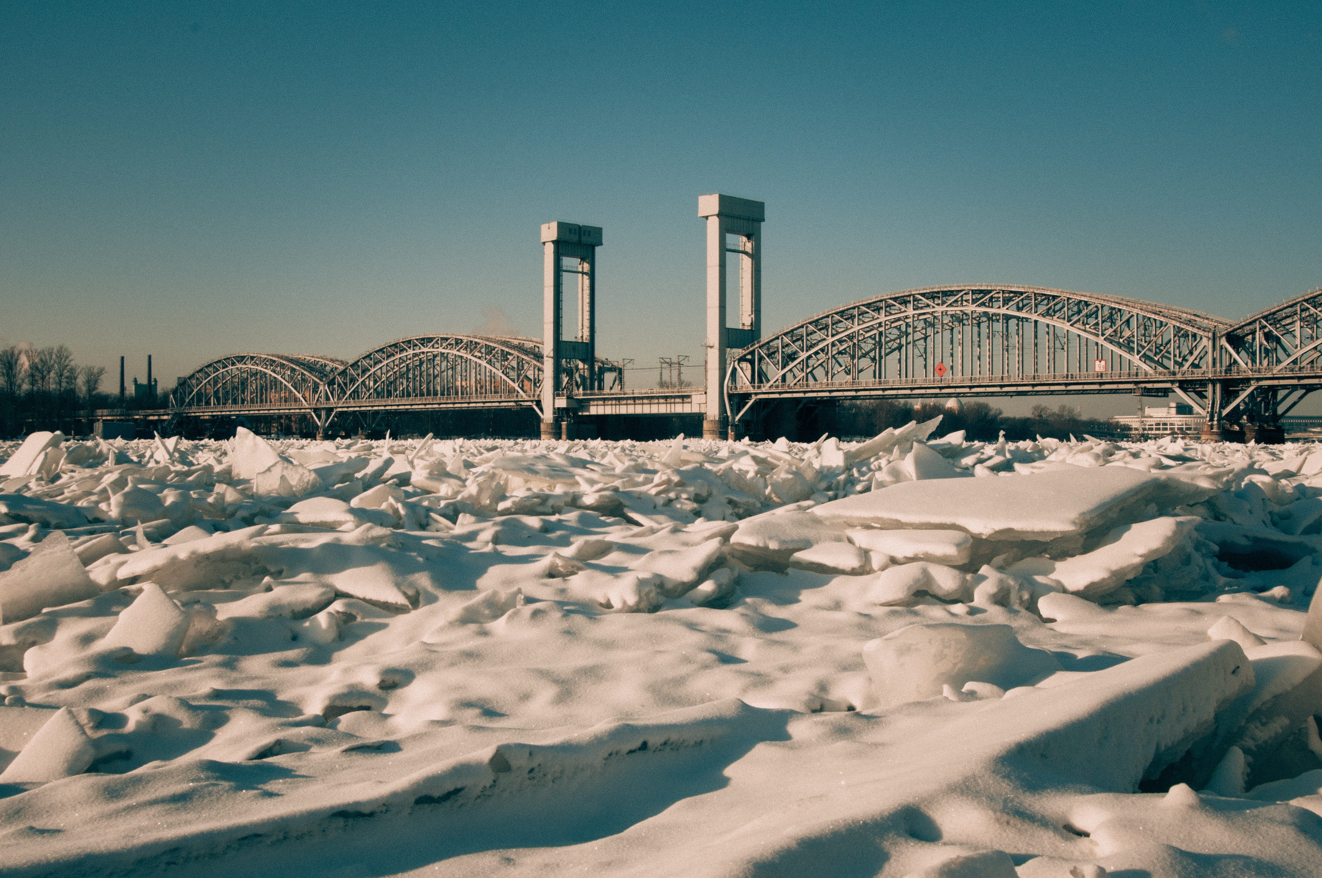 saint petersburg, neva, sky, architecture, nature, beauty, built structure, ice, no people, frost, bay, bridge, megalopolis, outdoors, travel, russia, clear sky, HD Wallpaper