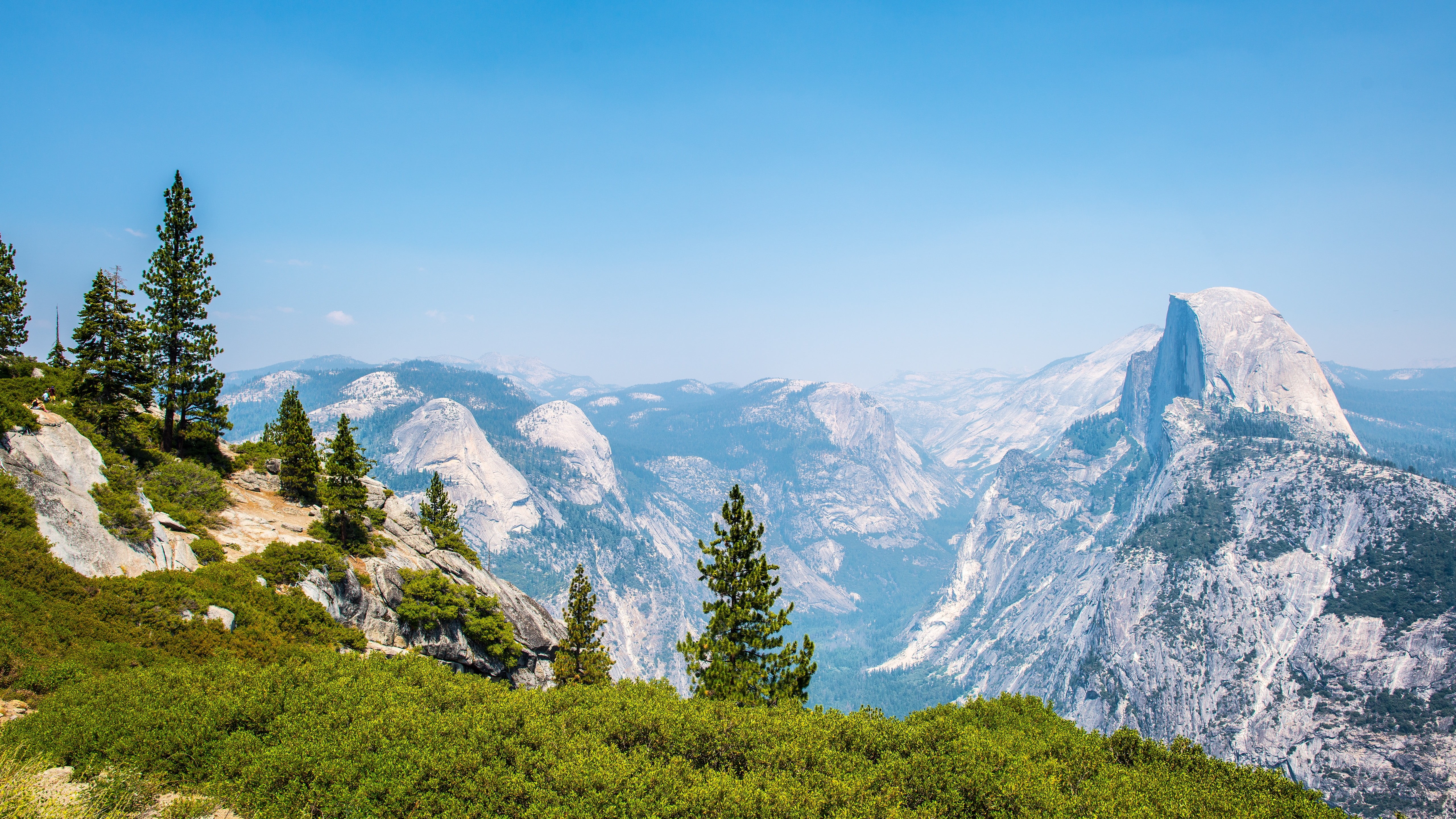 sunlight, land, idyllic, Yosemite Valley, no people, outdoors, sky, scenics - nature, day, mountains, landscape, snowcapped mountain, green, winter, plant, HD Wallpaper