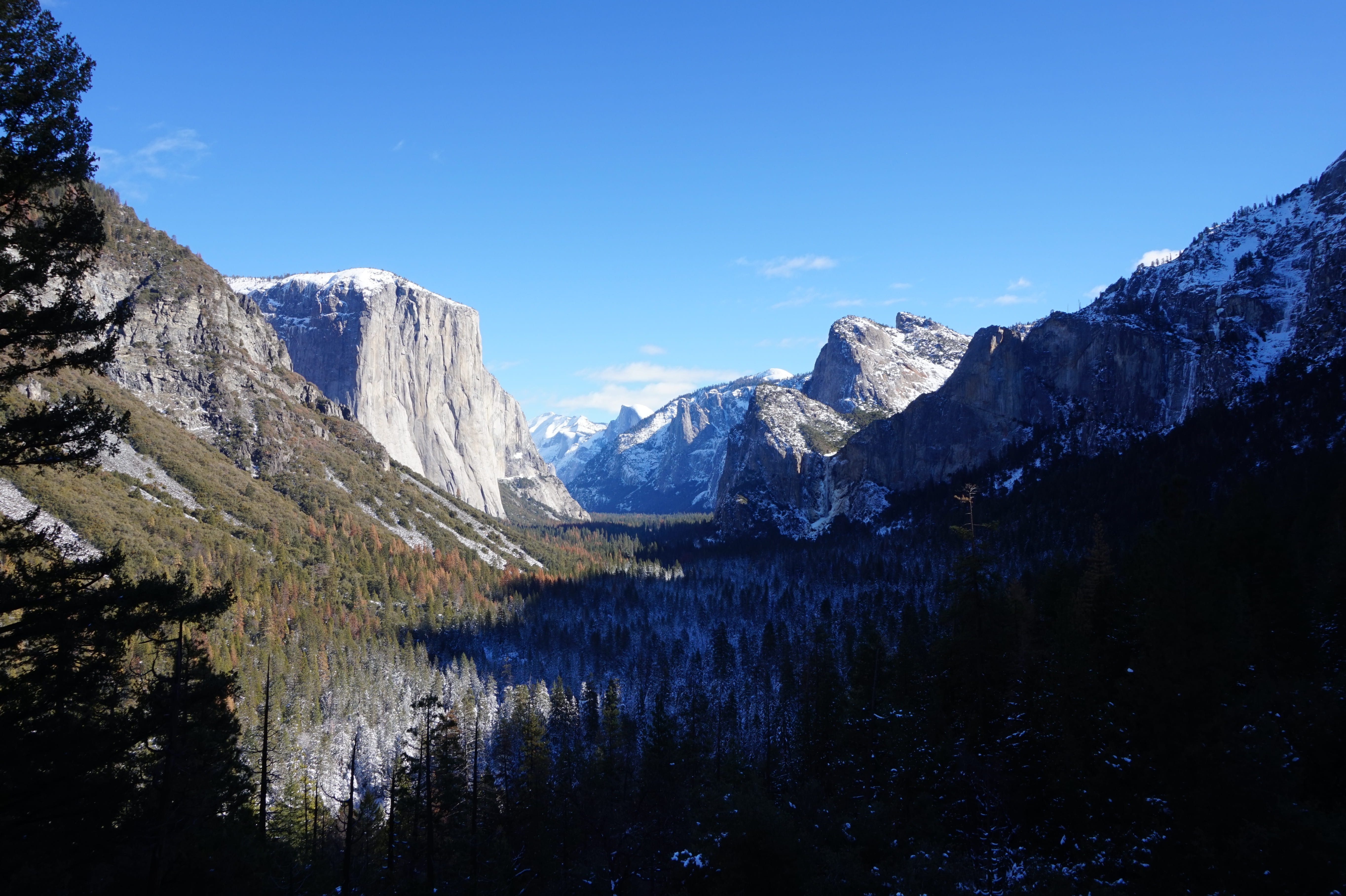 tranquility, tunnel view, snowcapped mountain, environment, mountain, california, tree, yosemite, scenics - nature, blue, water, valley, lake, coniferous tree, HD Wallpaper