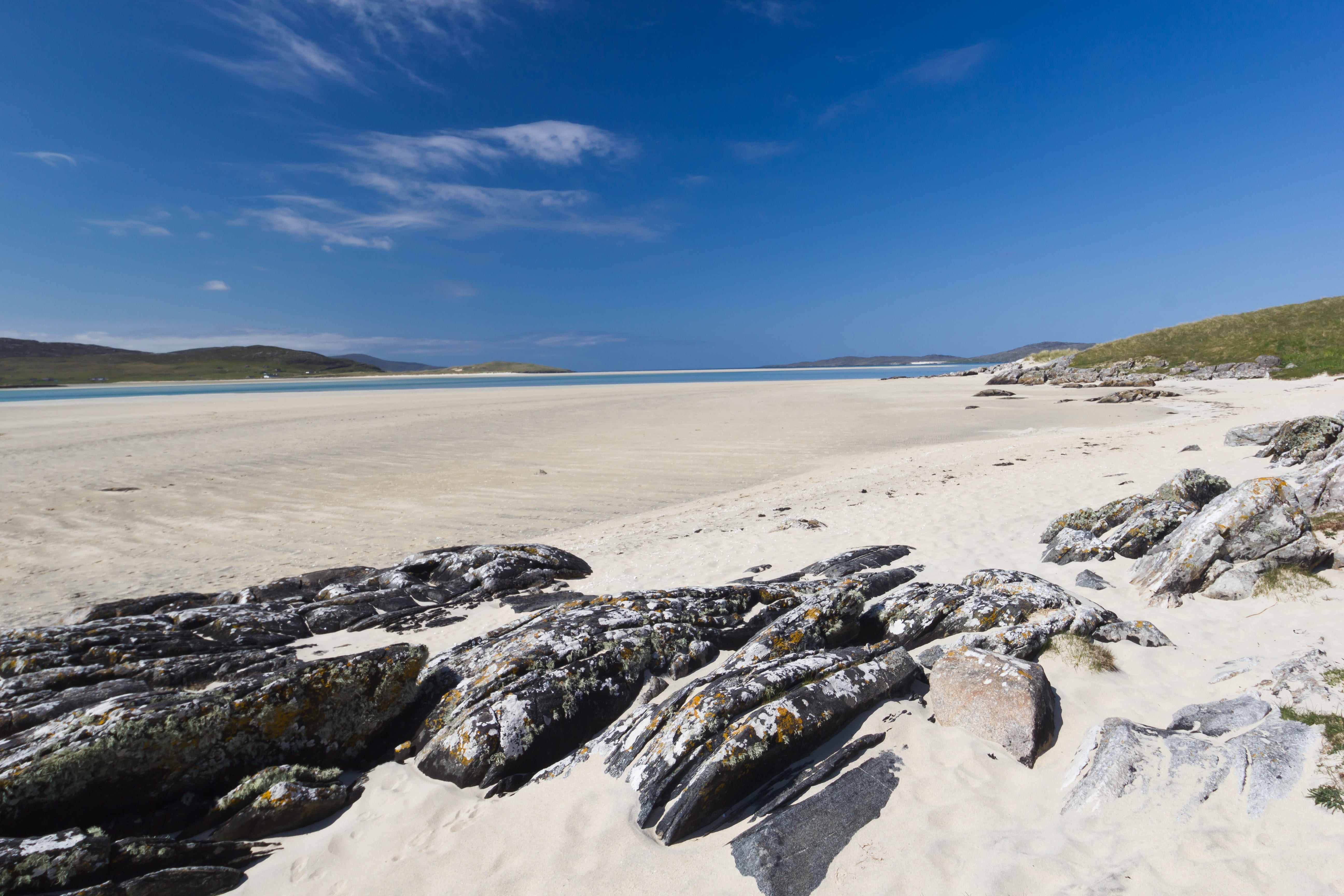 island, sky, semi-arid, nature, great britain, day, sand, sea, tranquil scene, scotland, scenics - nature, hebrides, water, rock - object, beach, outdoors, HD Wallpaper