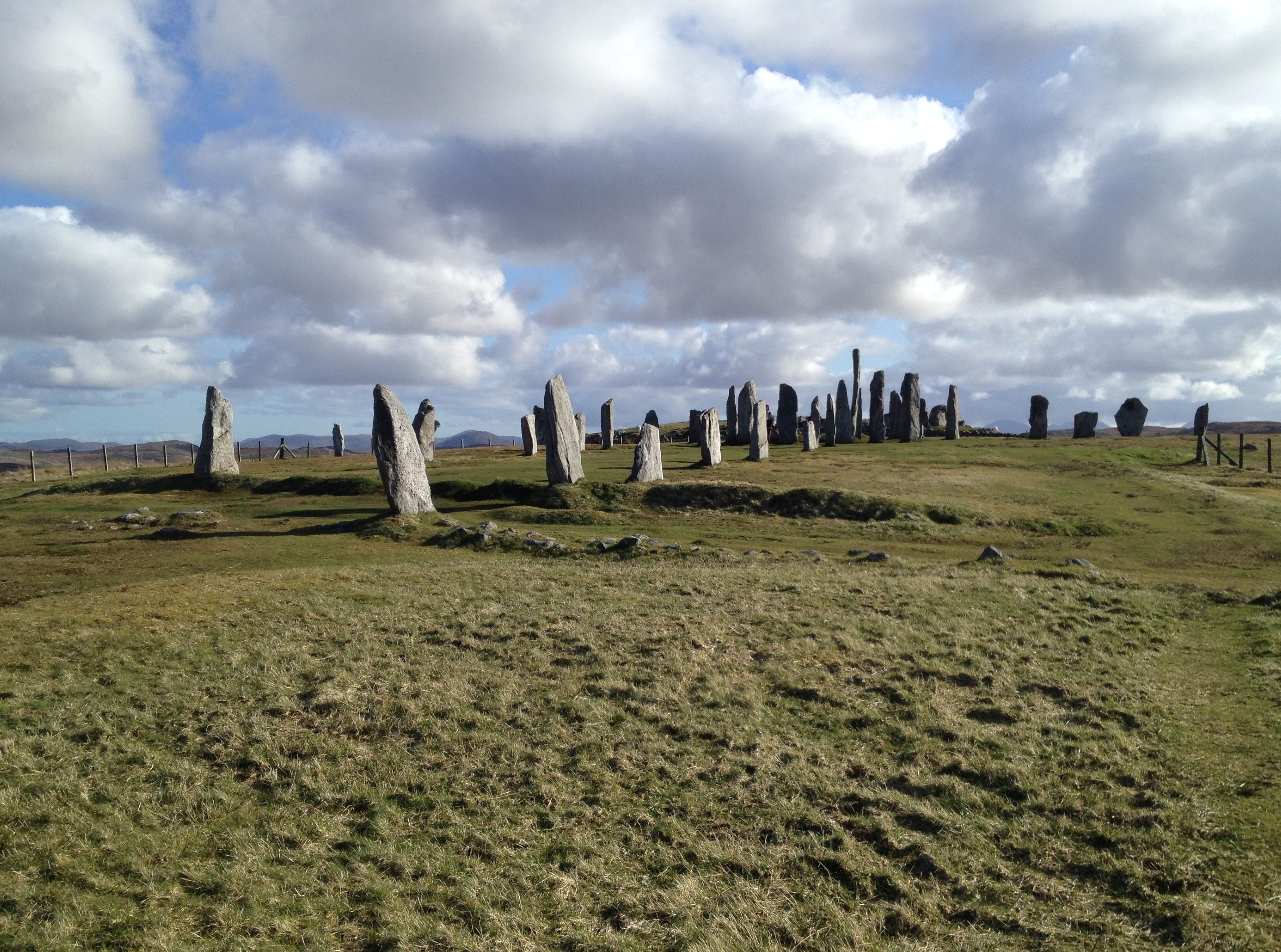 green, wooden post, non-urban scene, hebrides, scenery, cloud, scenics - nature, no people, land, callanish, tranquil scene, henge, cloud - sky, monument, HD Wallpaper