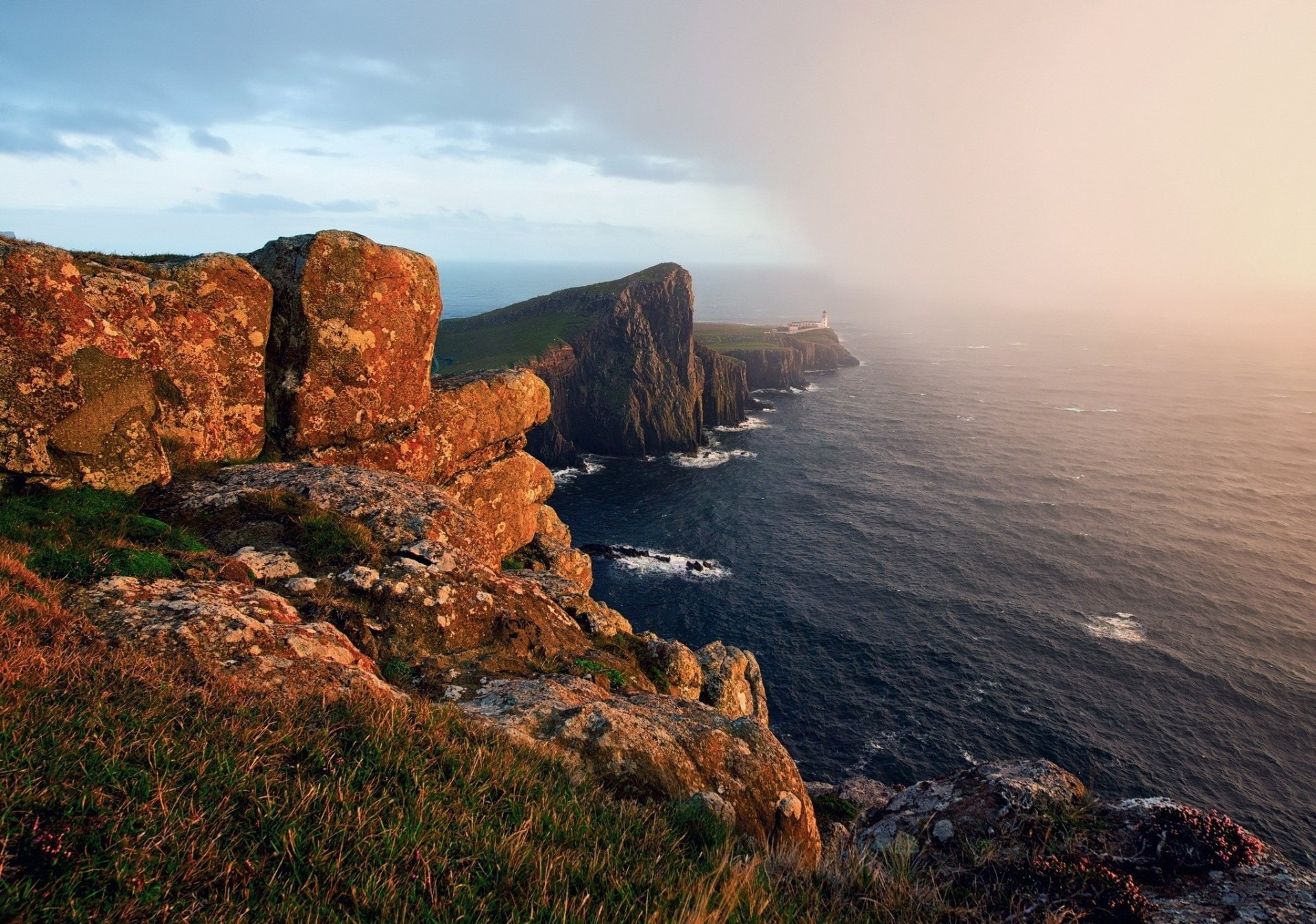 1080P, Cape, Fog, Scotland, Earth, Lighthouse, Sea, The Hebrides, HD Wallpaper