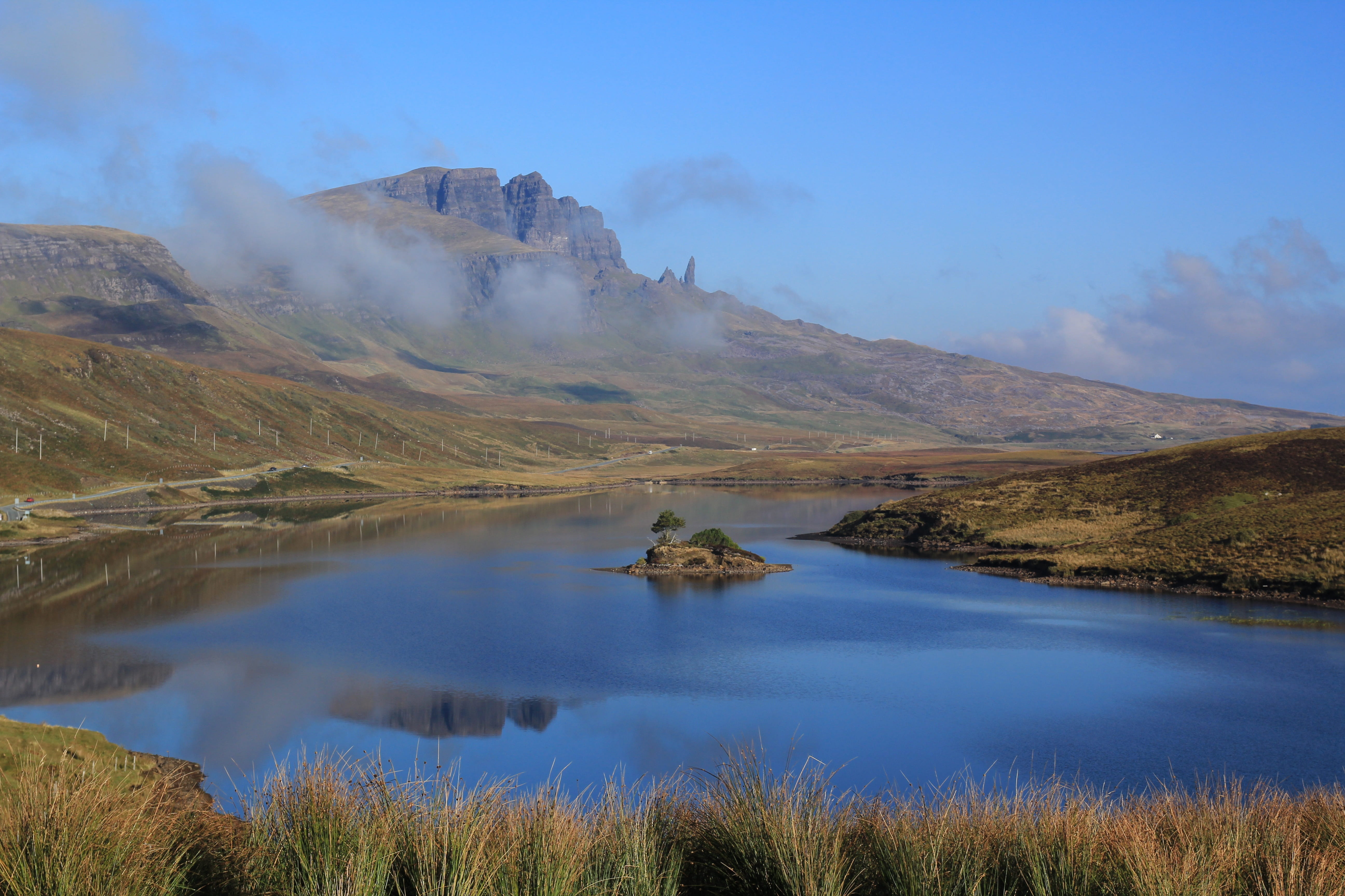 nature, reflection, landmark, day, 5K, mountain, no people, non-urban scene, sky, scottish, water, Landscape, tranquility, rocky, environment, tranquil scene, HD Wallpaper