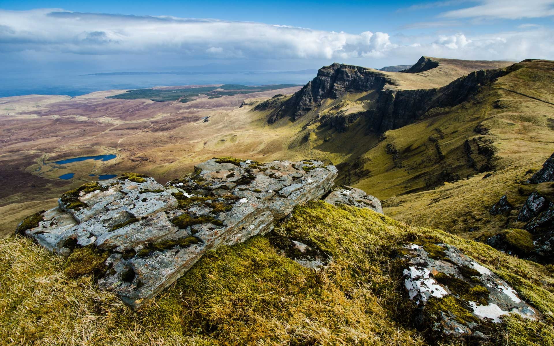 ridge, trotternish, tranquility, sky, rock formation, european, no people, cloud - sky, non-urban scene, environment, mountain, rock - object, HD Wallpaper