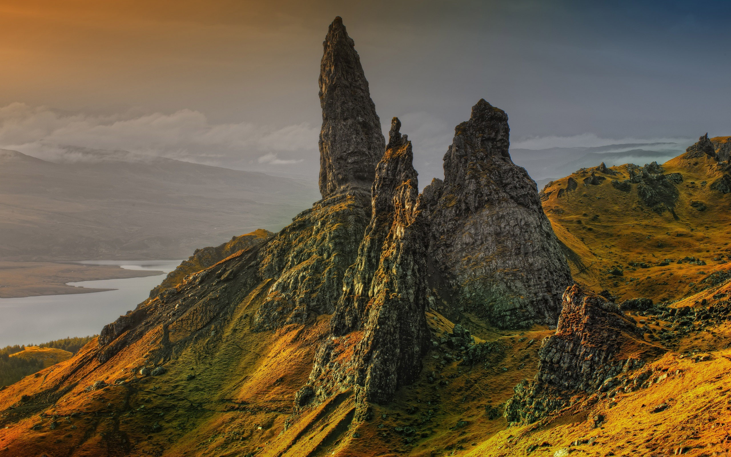 idyllic, non-urban scene, rock formation, mountain, photo, scenics - nature, eroded, mountain range, rock, geology, 2K, formation, hd, storr, HD Wallpaper