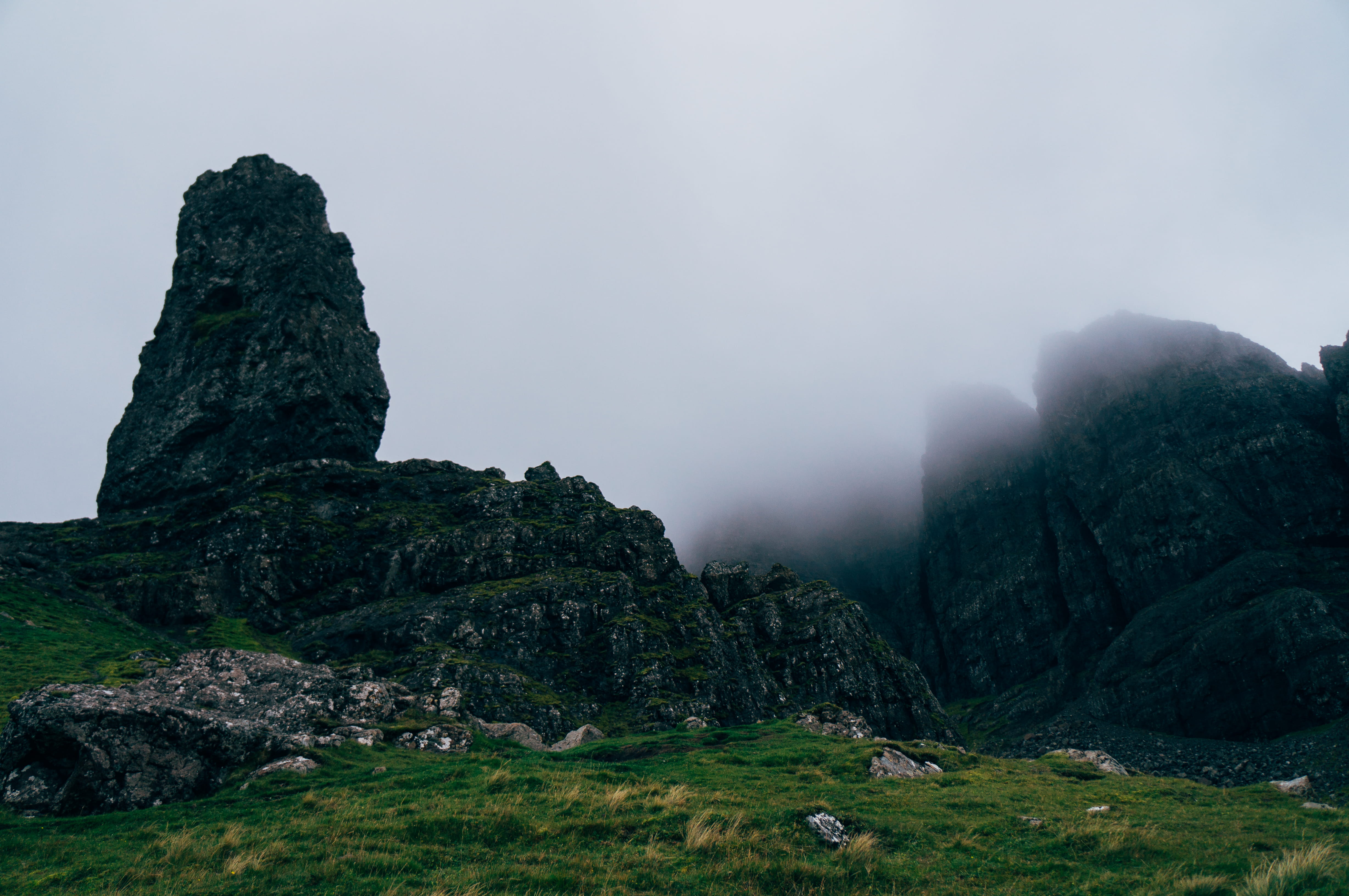 tranquility, scenery, united kingdom, land, rock formation, environment, sky, cliff, solid, open, geology, scotland, weather, formation, day, covered, mountain, HD Wallpaper