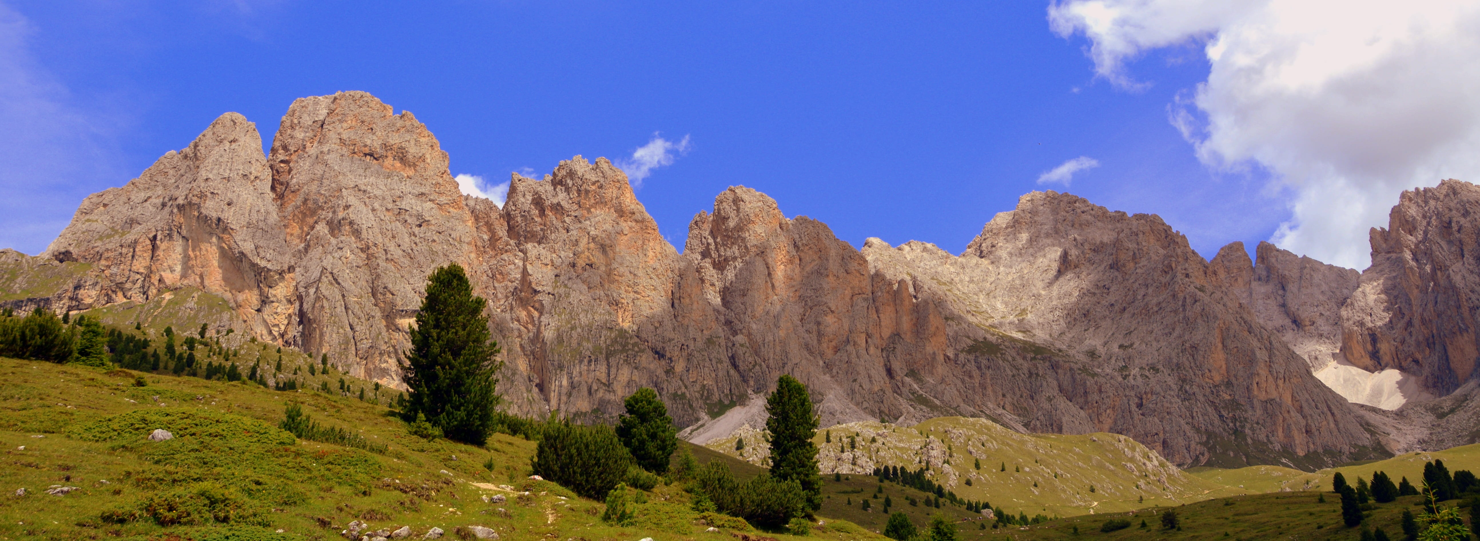sky, prato, mountain range, brown, rock - object, pine tree, photography, outdoors, rock, scenics - nature, panoramic, land, cloud - sky, 5K, nature, landscape, HD Wallpaper