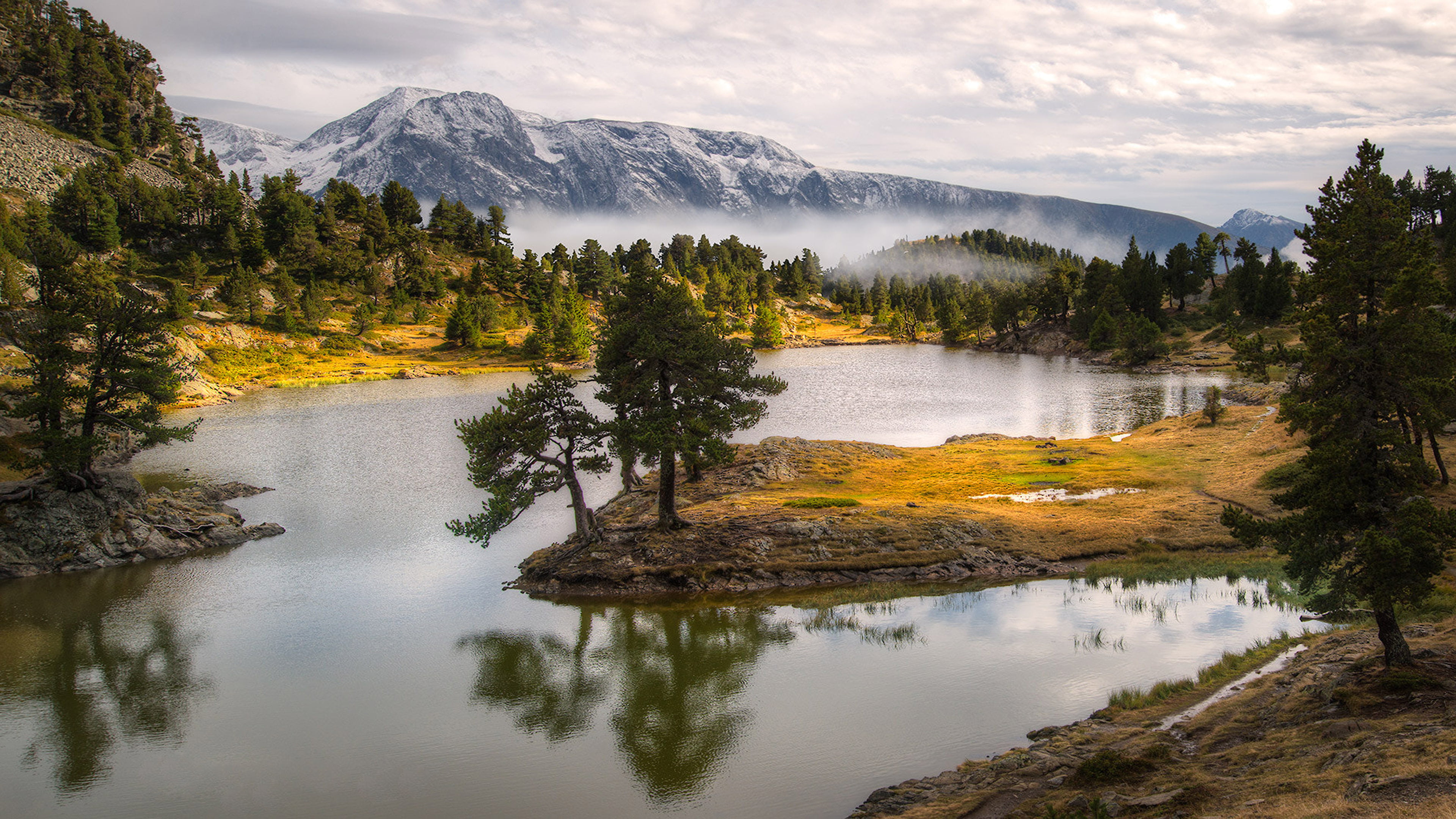 tranquility, no people, tranquil scene, tree, pine woodland, reflection, sky, best, mountain, 4K, re, nature, non-urban scene, hd, water, beauty in nature, HD Wallpaper