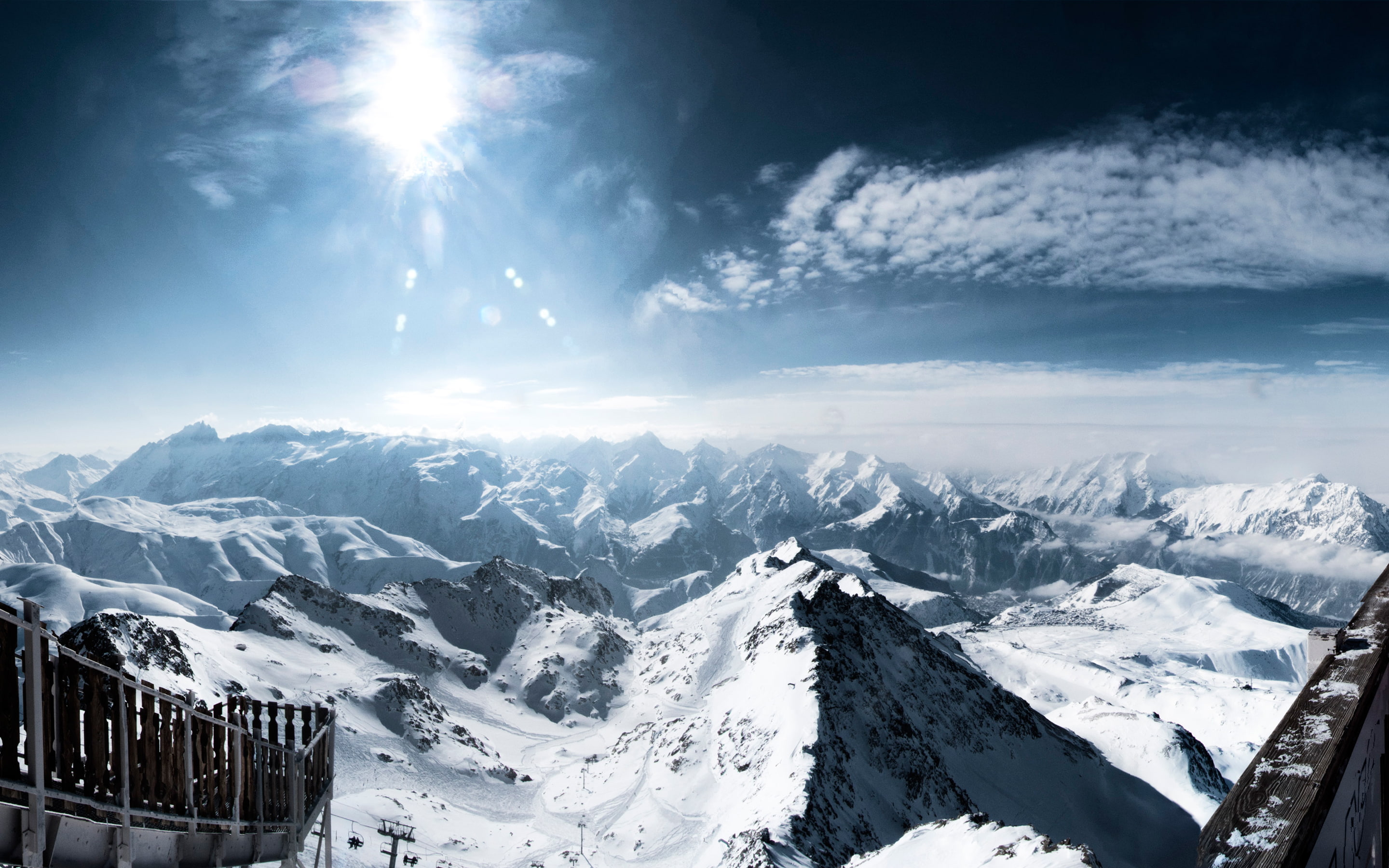 French Alps, Snow, 2K, Sun light, France, Winter, Mountains, HD Wallpaper