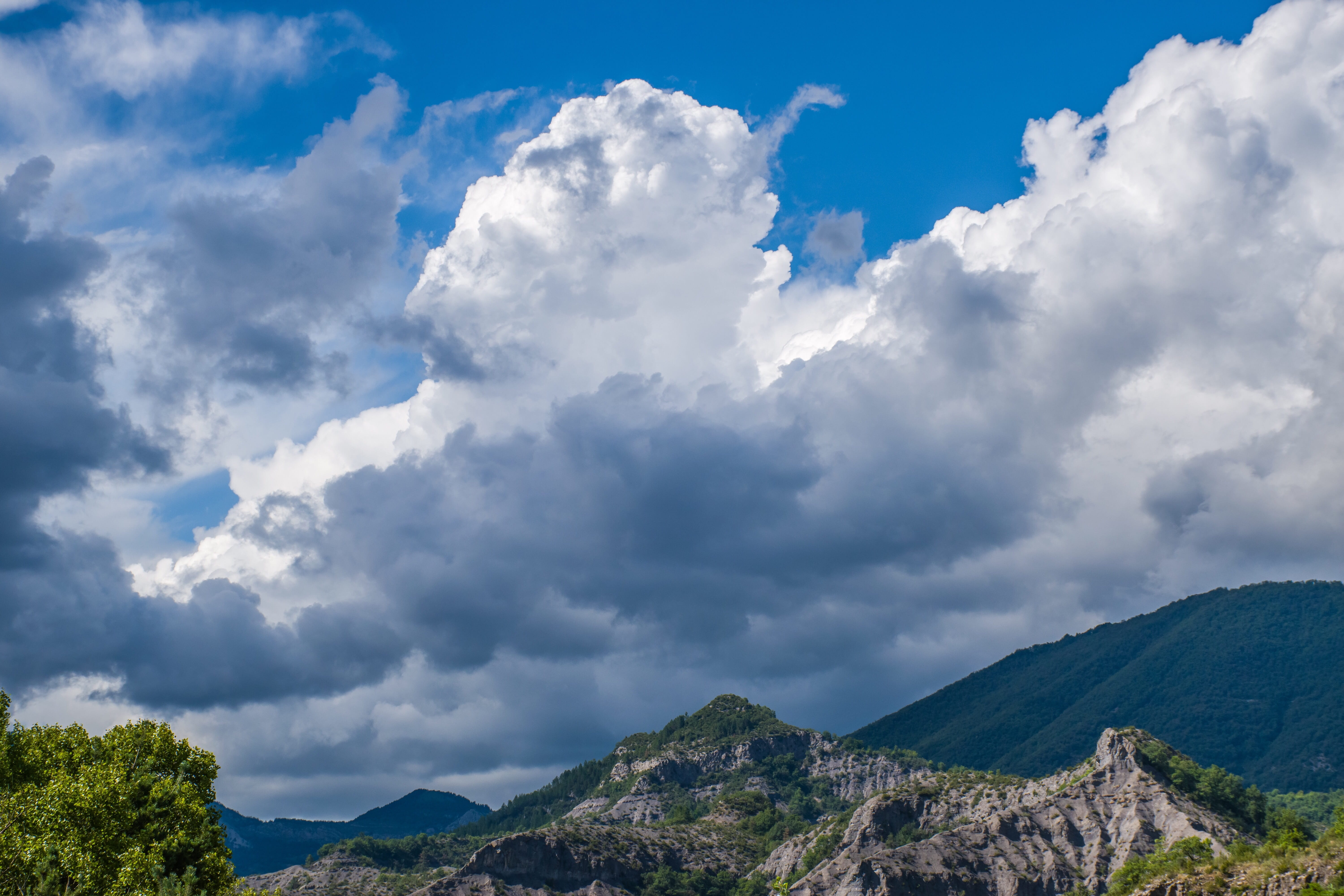 mountain range, digne-les-bains, scenics - nature, france, plant, cloudscape, sky, alpes-de-haute-provence, south of france, hills, alpine, wilderness, HD Wallpaper