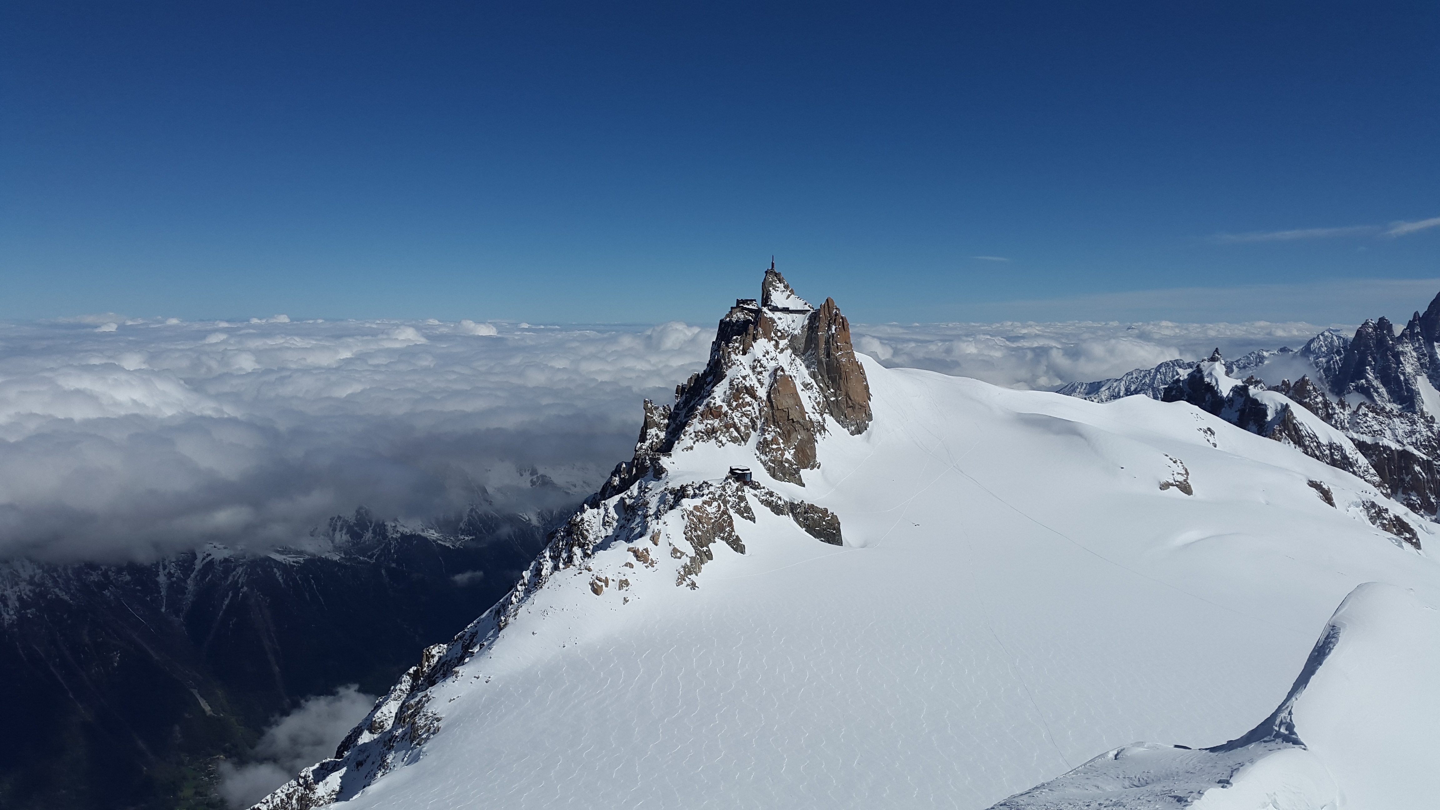 landscape, high, wintry, scenics - nature, leisure activity, alpine, mountain Peak, environment, snowcapped mountain, high mountains, extreme sports, aiguille du midi, HD Wallpaper