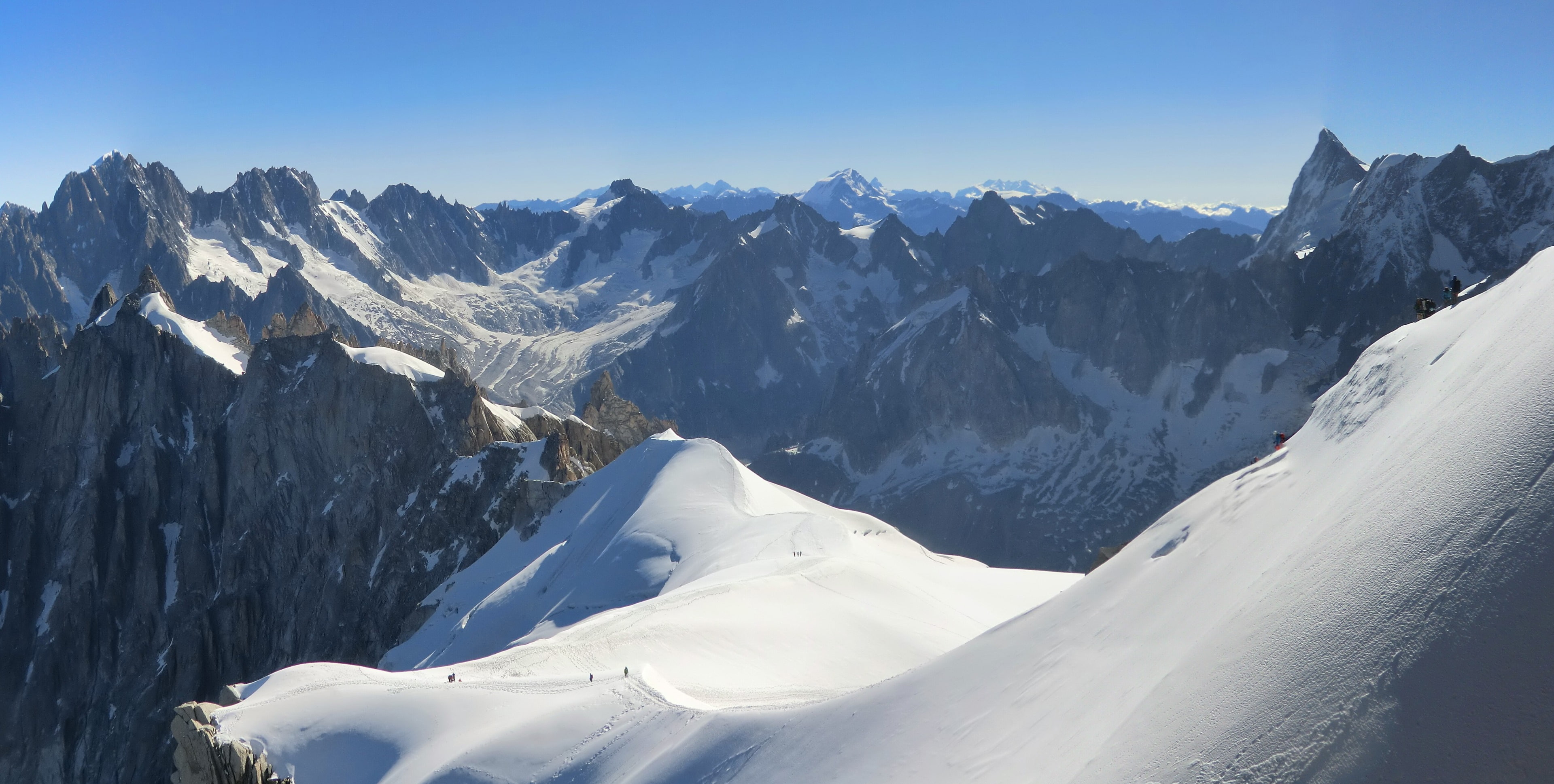 beauty in nature, nature, valley, snow, outdoors, aiguille du midi 4k for desktop, winter, ice, mountain, environment, leisure activity, cold temperature, HD Wallpaper