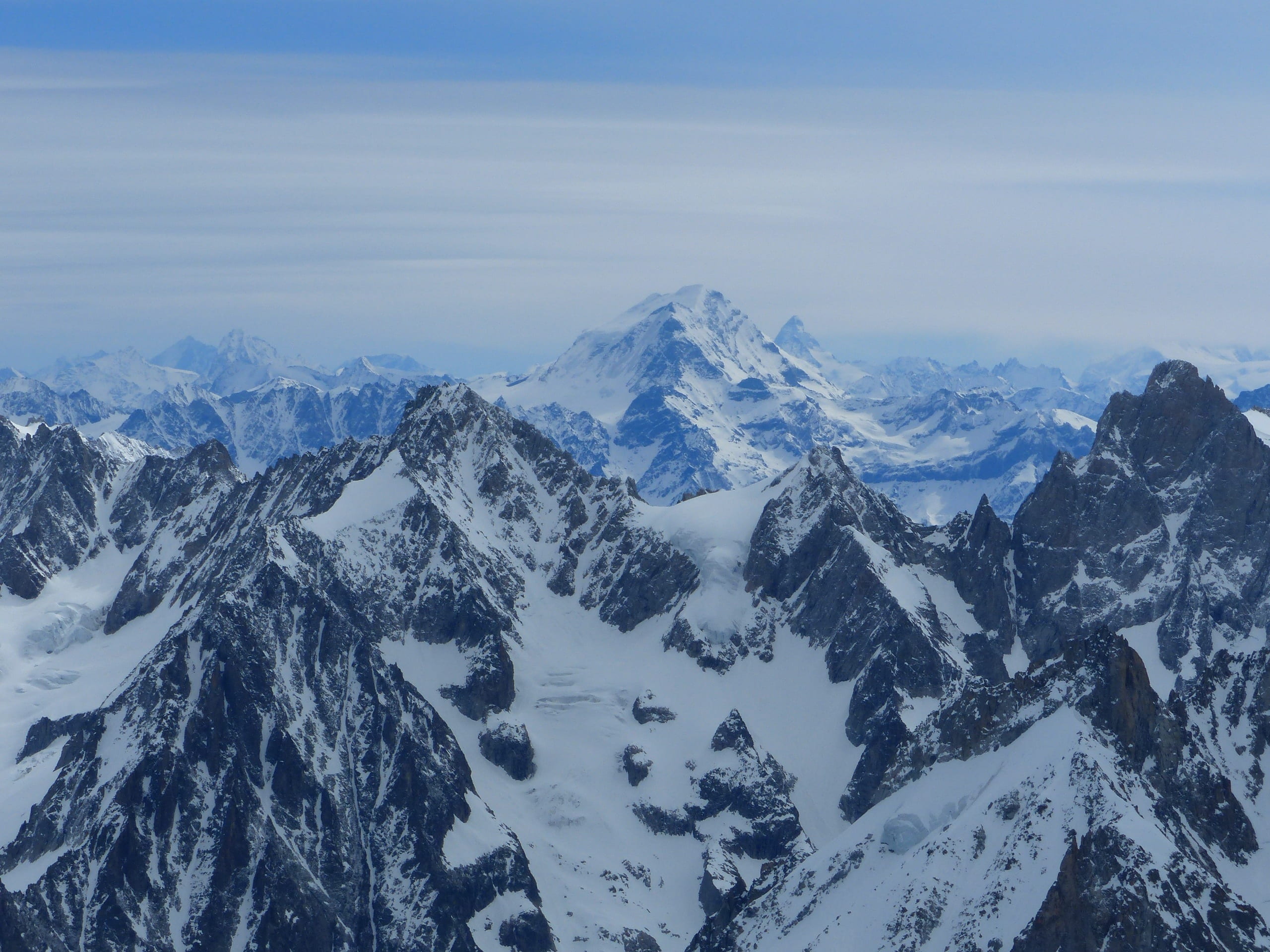 outdoors, summit, snow, scenics - nature, hautes alpes, landscape, cold, cold temperature, winter, snowcapped mountain, no people, alps, white color, aiguille du midi, HD Wallpaper