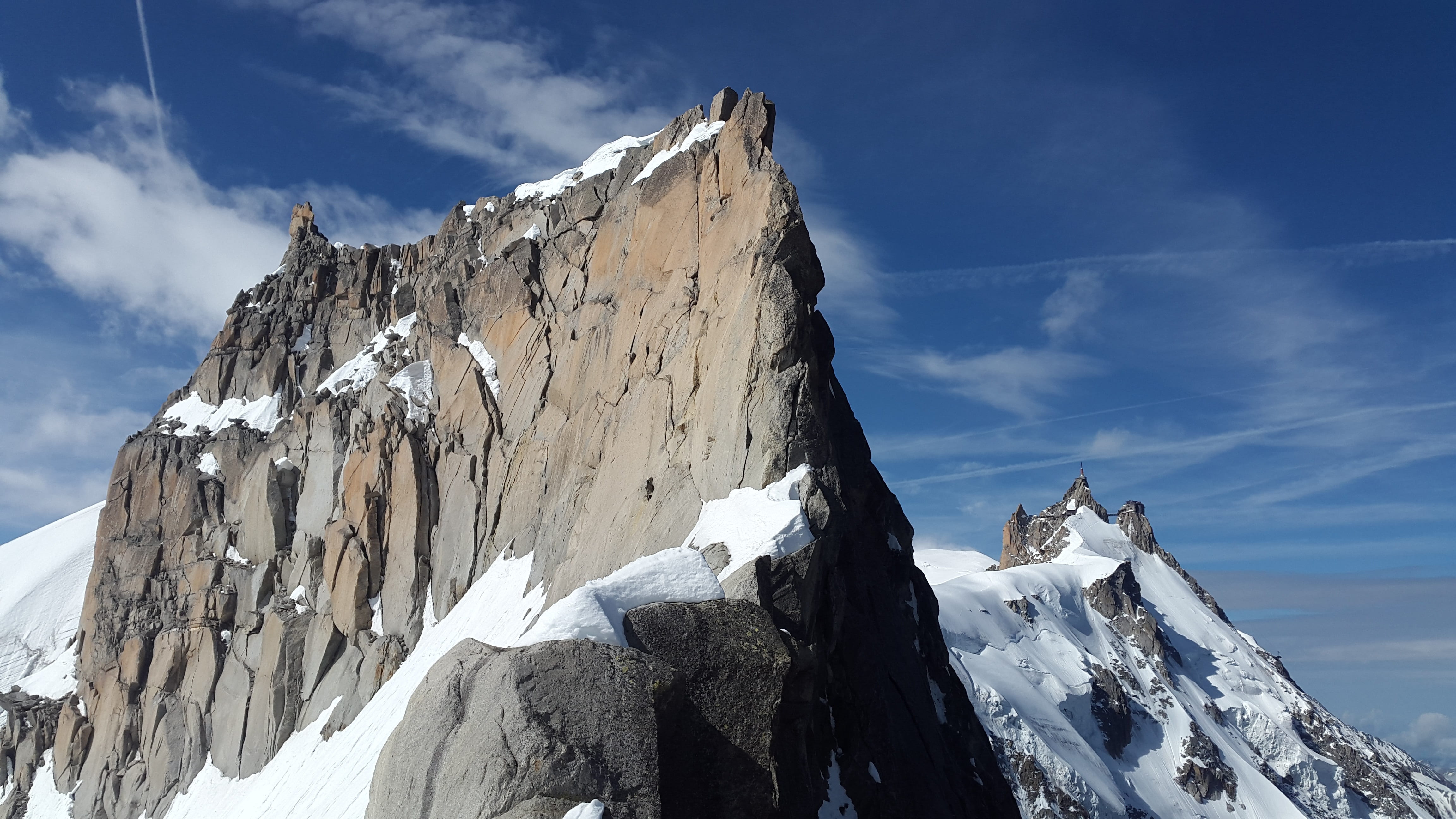 winter, alpine, sky, cold, cold temperature, daytie, outdoors, beauty in nature, capped, formation, aiguille du midi, mountain, low angle view, ice, snowcapped mountain, HD Wallpaper