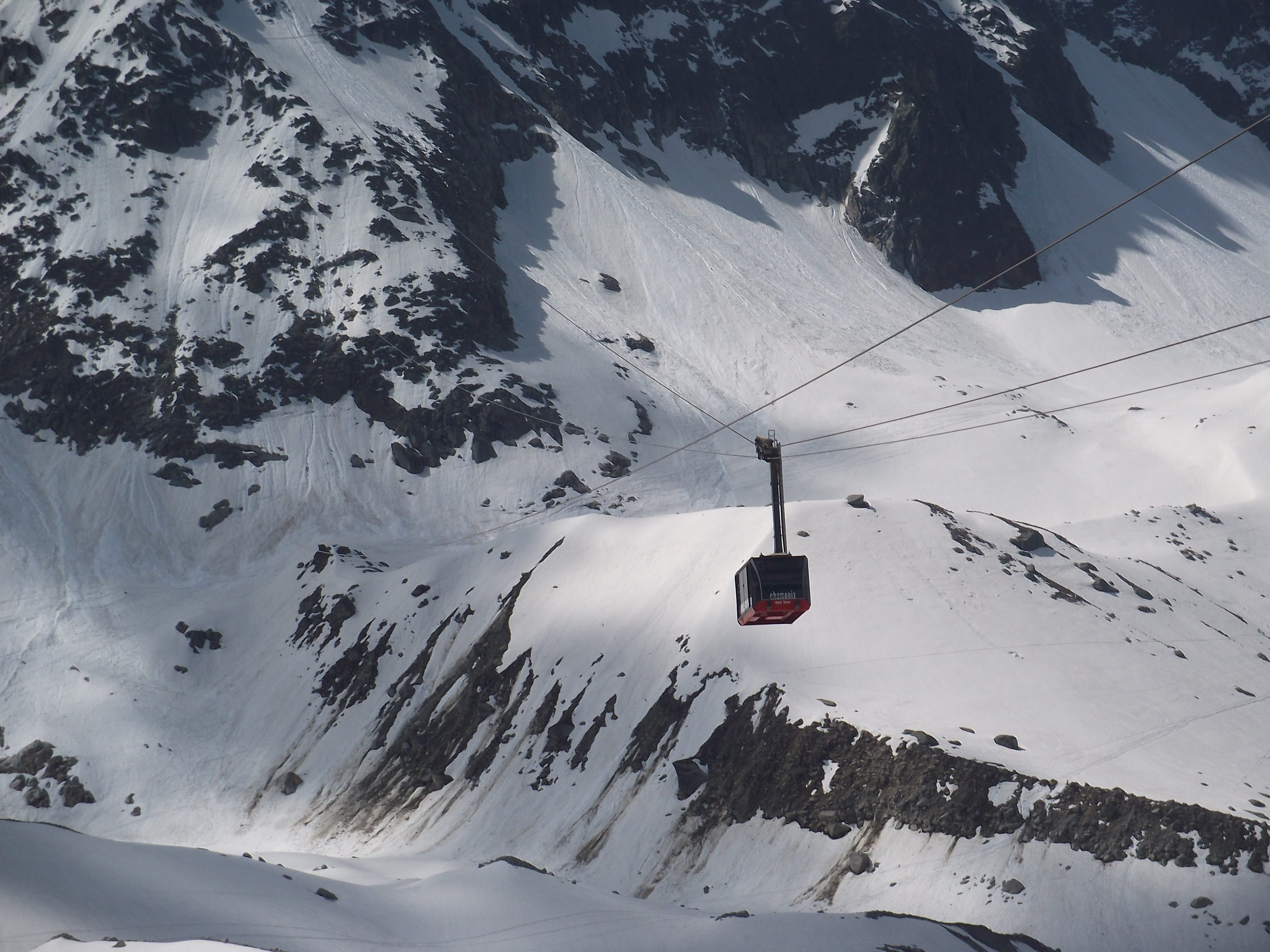 cold temperature, mont blanc, mountain, landscape, no people, mountain range, overhead cable car, outdoors, alps, tranquility, scenics - nature, snow, transportation, HD Wallpaper