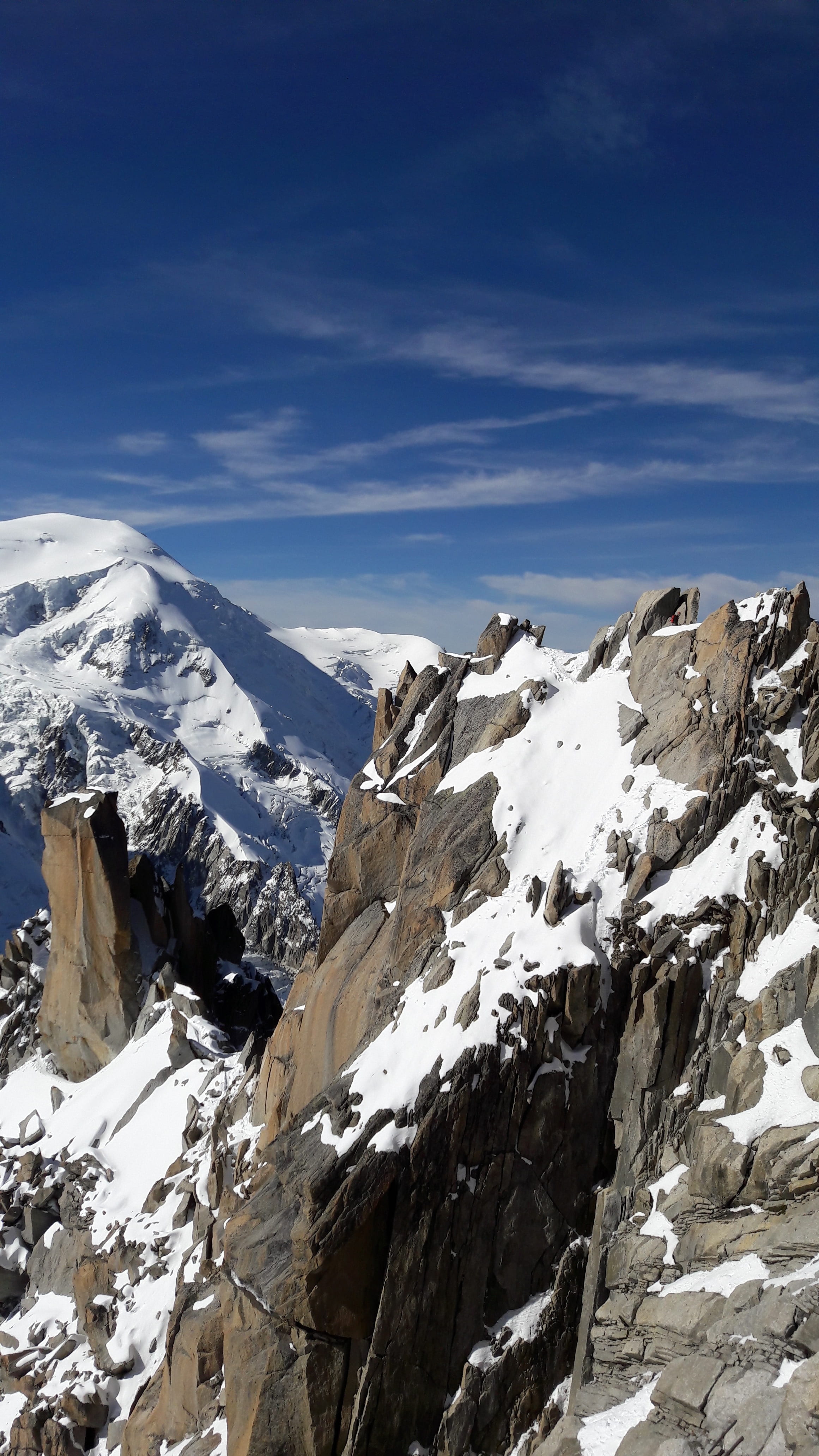 landscape, tranquility, mountain, powder snow, scenics - nature, chamonix, cloud - sky, covering, mountain peak, aiguille du midi, white color, 4K, snow, Phone HD Wallpaper