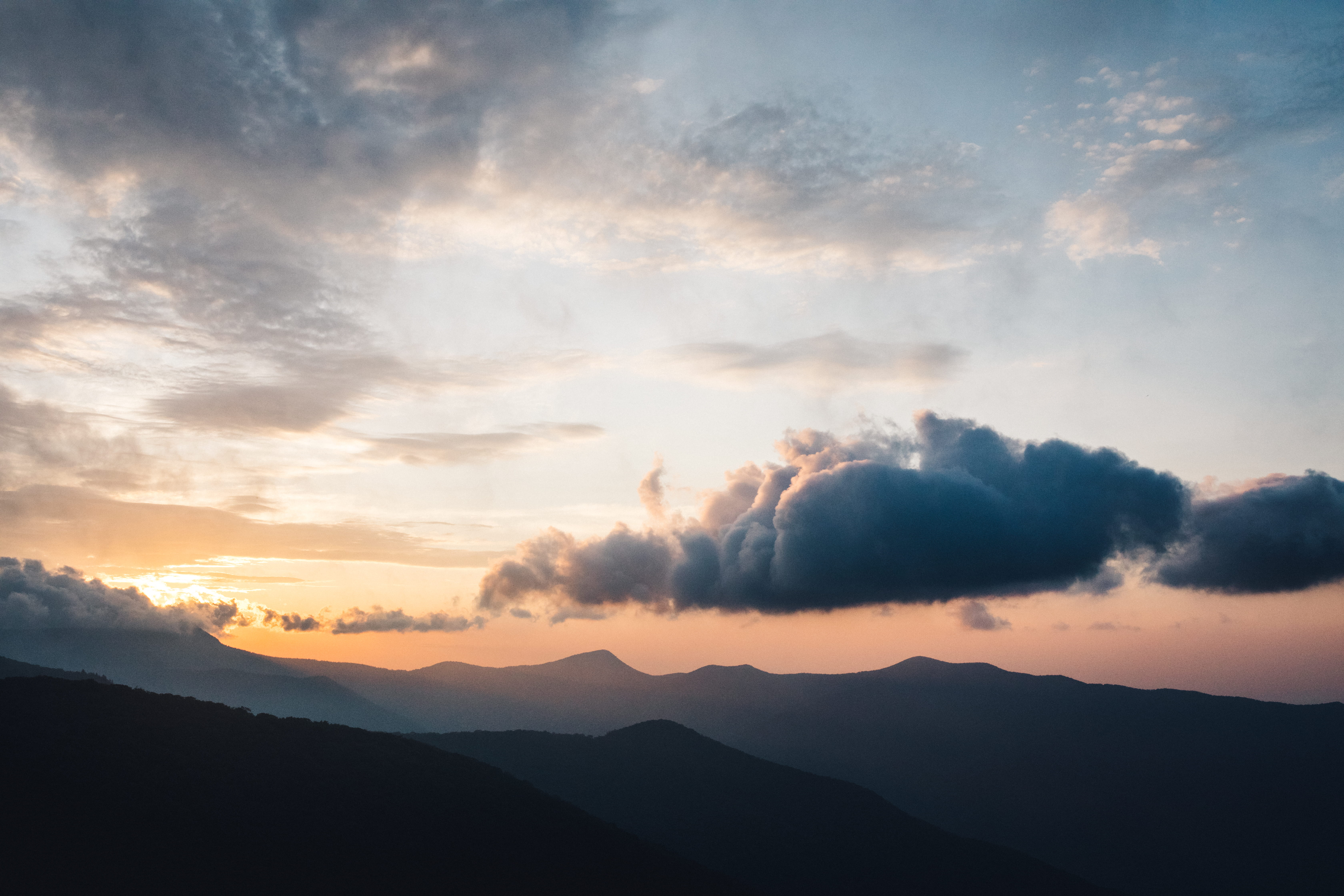 scenics - nature, environment, summer, cloud - sky, adventure, golden hour, white, sky, outdoor, north carolina, silhouette, background, HD Wallpaper