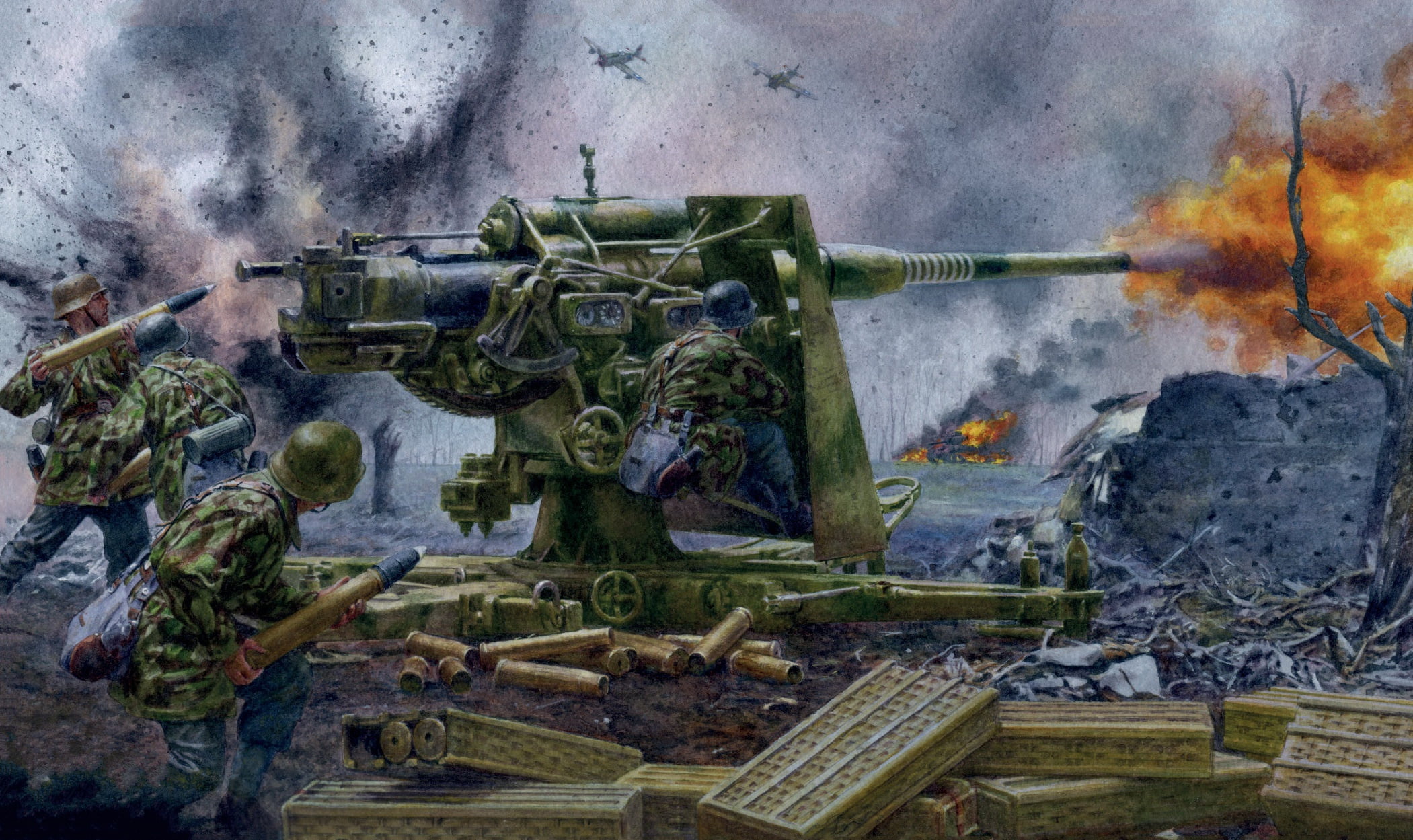 Eight-eight, eight, Flak 37, German 88-millimeter anti-aircraft gun, 88-mm anti-aircraft gun, 1080P, HD Wallpaper