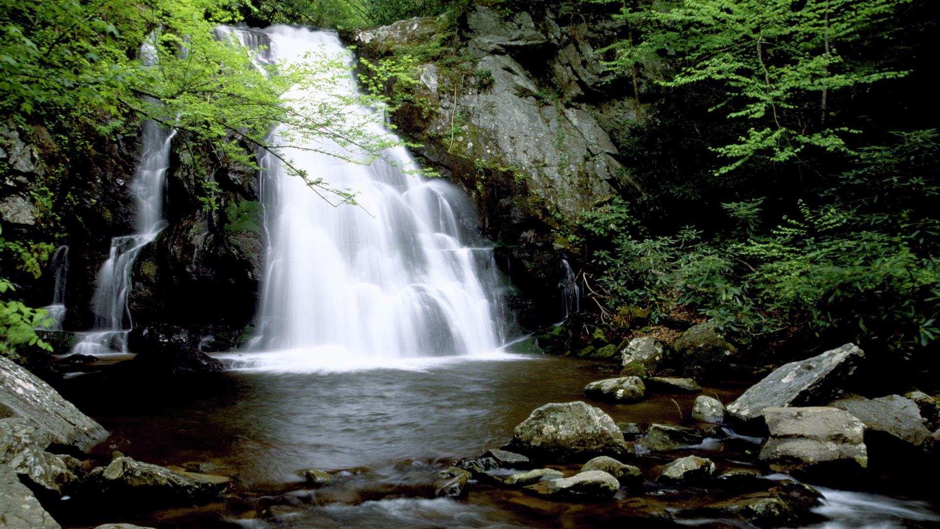 full, waterfall, desktop, 1080P, landscape, smoky, screen, tennessee, nature, mountains, HD Wallpaper