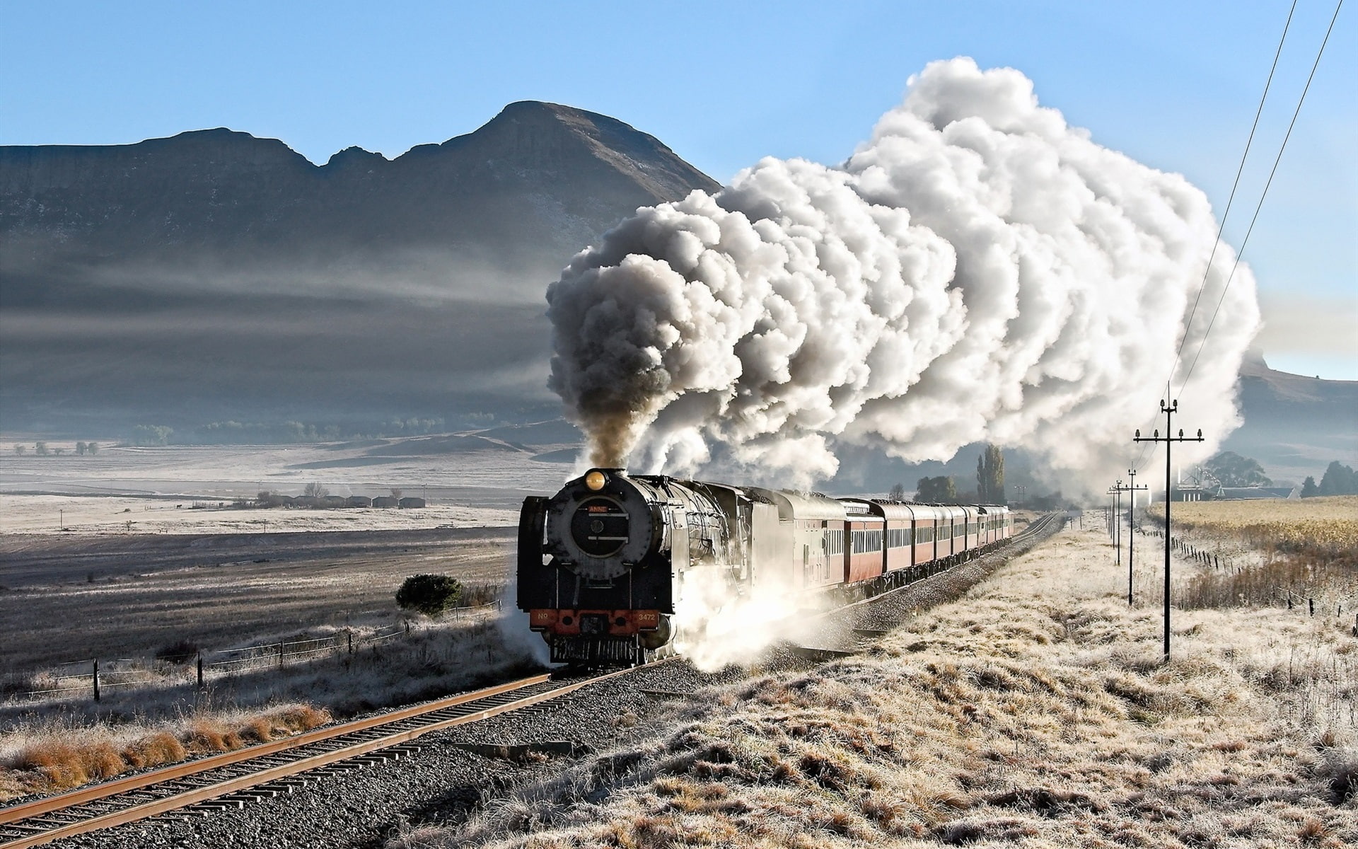 Mountains, Railway, Train, Smoky, 1080P, HD Wallpaper