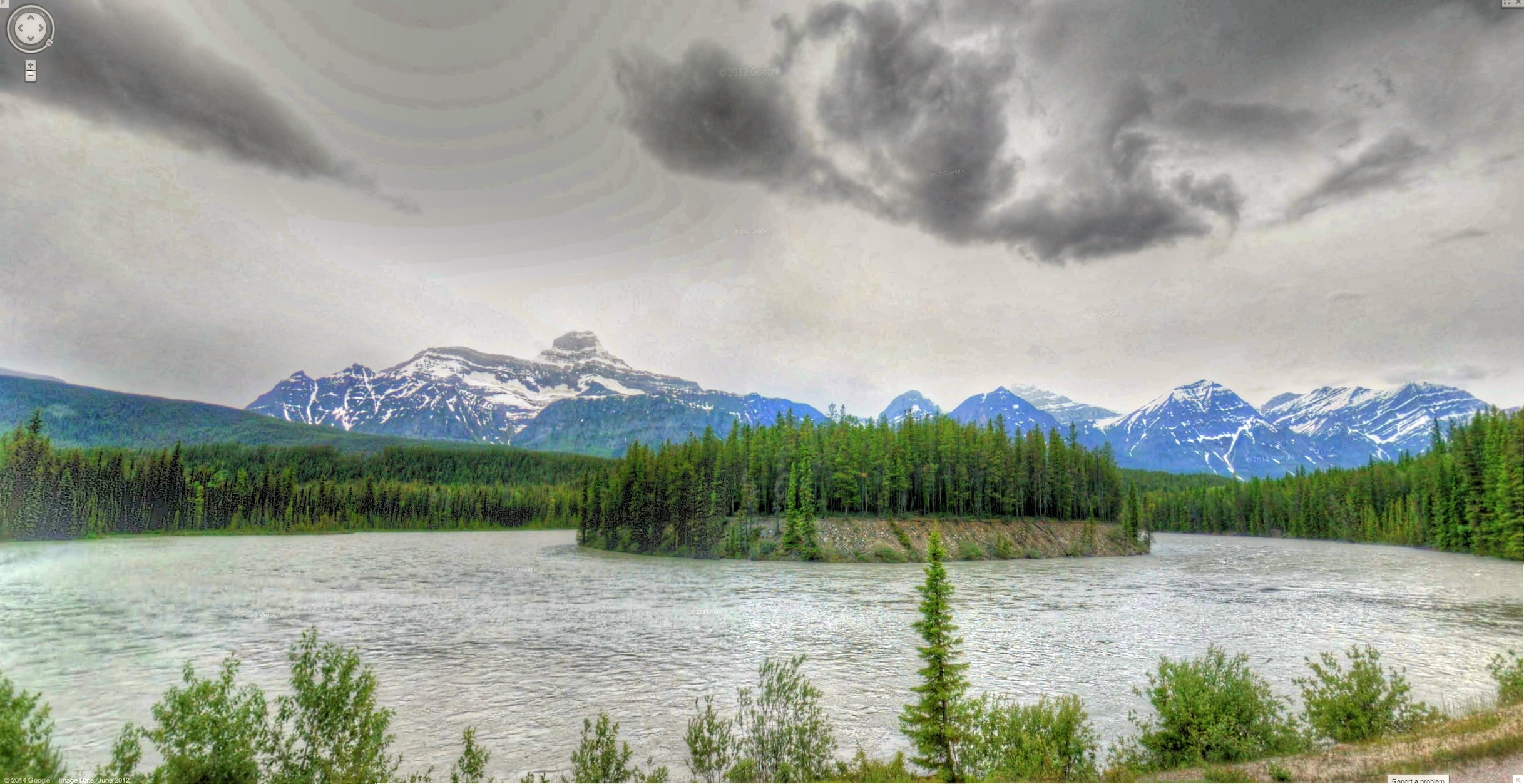 mountain, bc, panamerican, landscape, body, pine trees, trees, photomatix, Promenade, highway  93, body of water, des, 1080P, water, surrounded, summer, HD Wallpaper