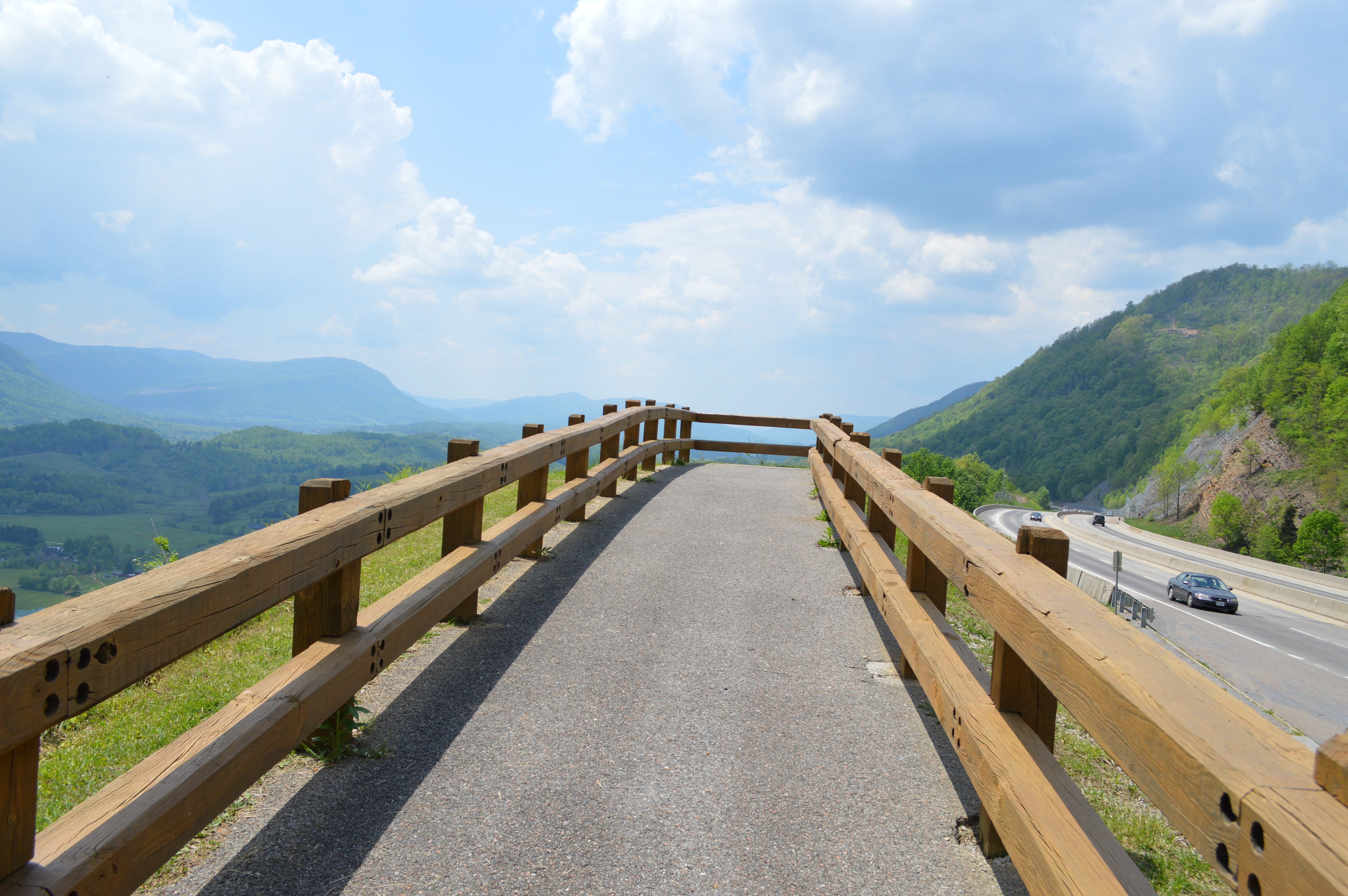 travel, mountains, summer, railing, sky, long, outdoors, diminishing perspective, architecture, wilderness, bridge - man made structure, scenery, ridge, HD Wallpaper