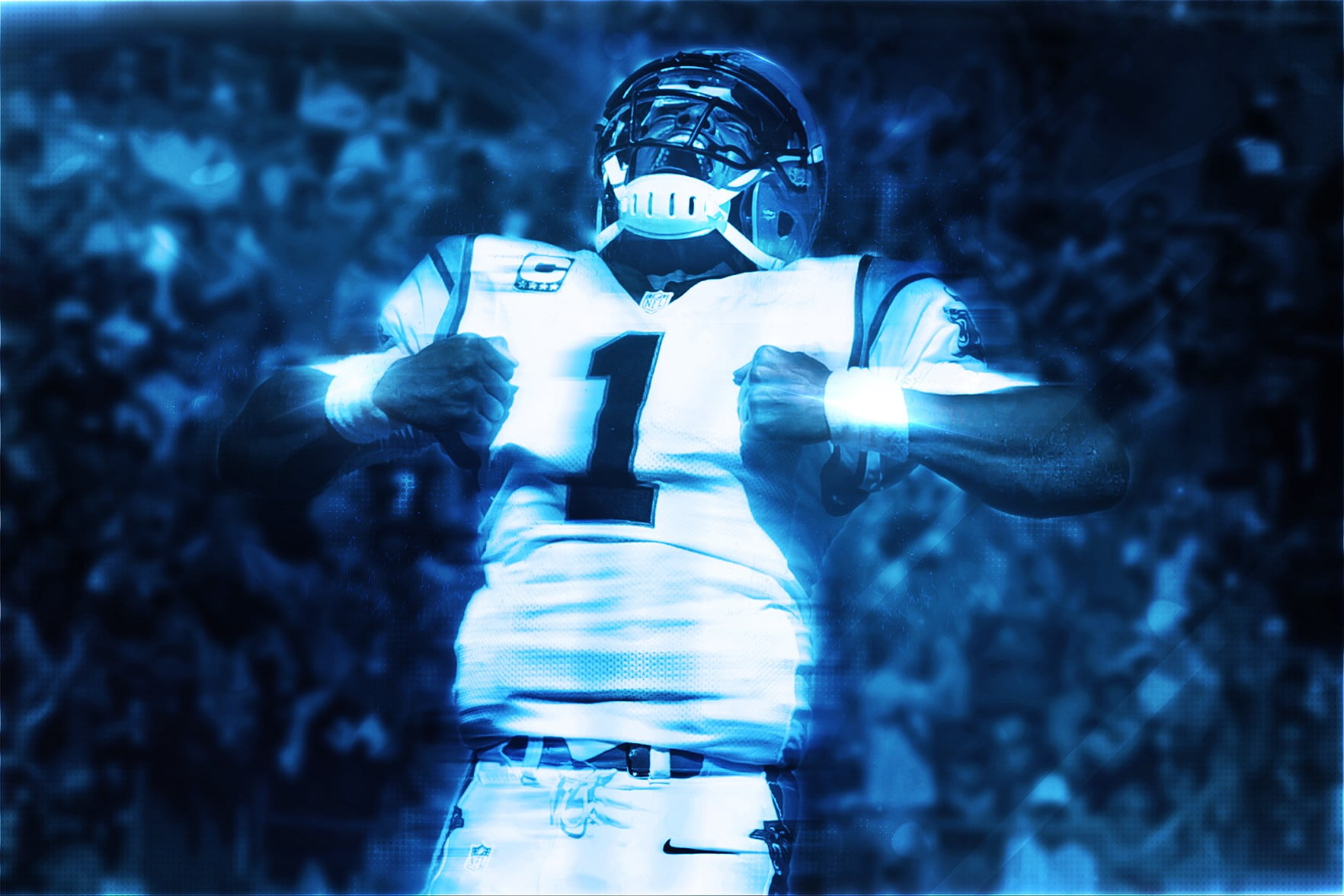 digital composite, holding, white, young men, standing, looking at camera, football, men, 720P, sport, communication, one person, protection, graphic design, HD Wallpaper