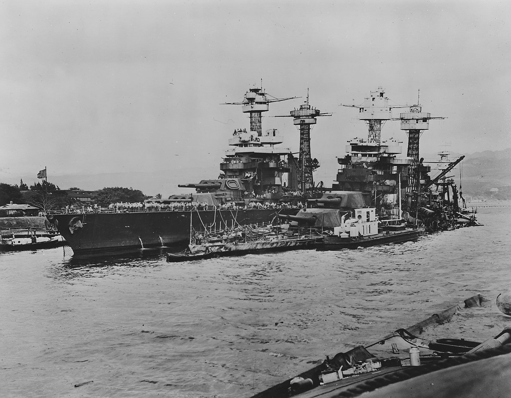 USS Oklahoma, ship, 720P, monochrome, warship, military, vintage, HD Wallpaper