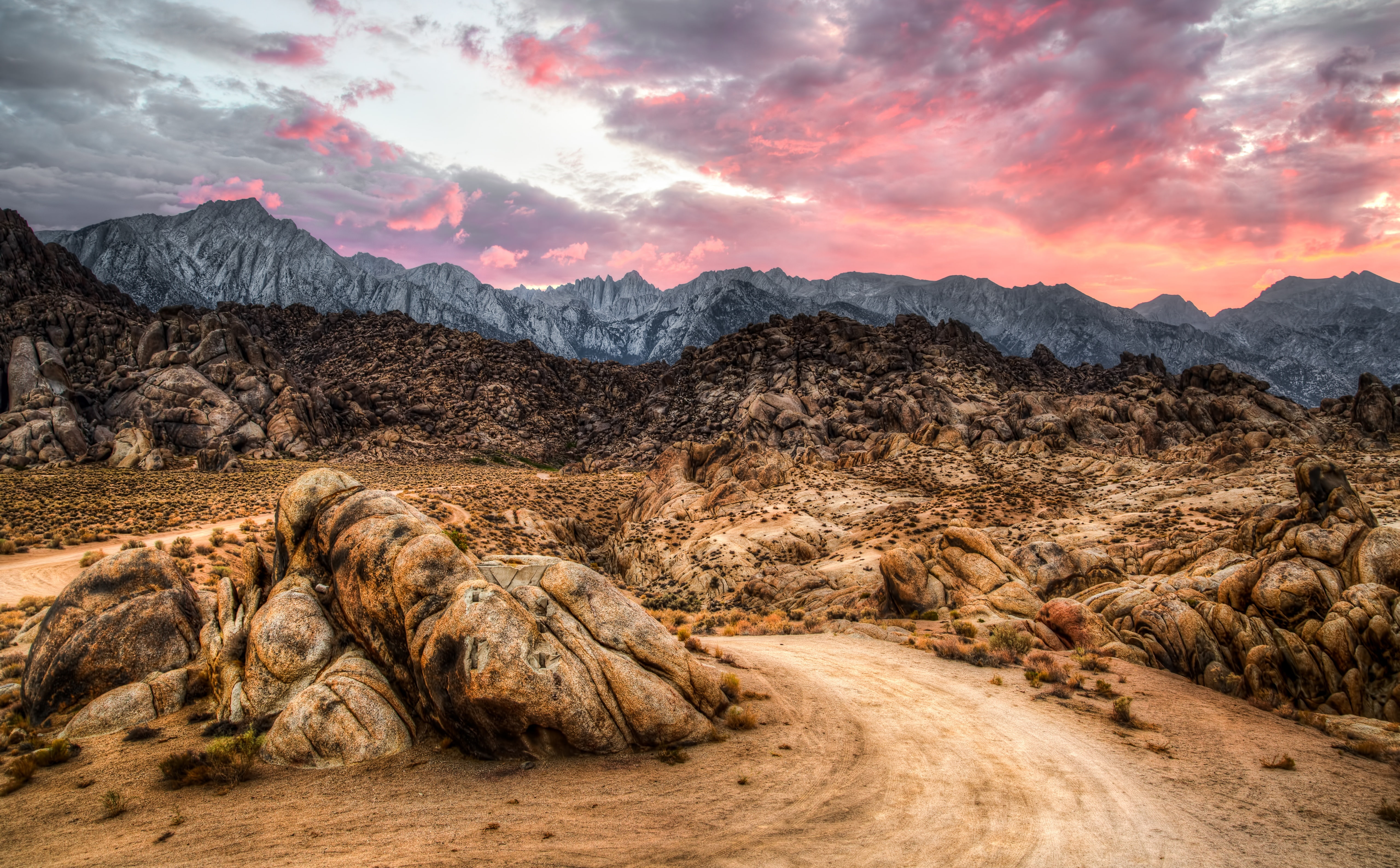 solid, Alabama, beauty in nature, 5K, sky, mountain, climate, tranquil scene, Road, cloud - sky, mountain range, no people, semi-arid, rock, mount whitney, HD Wallpaper