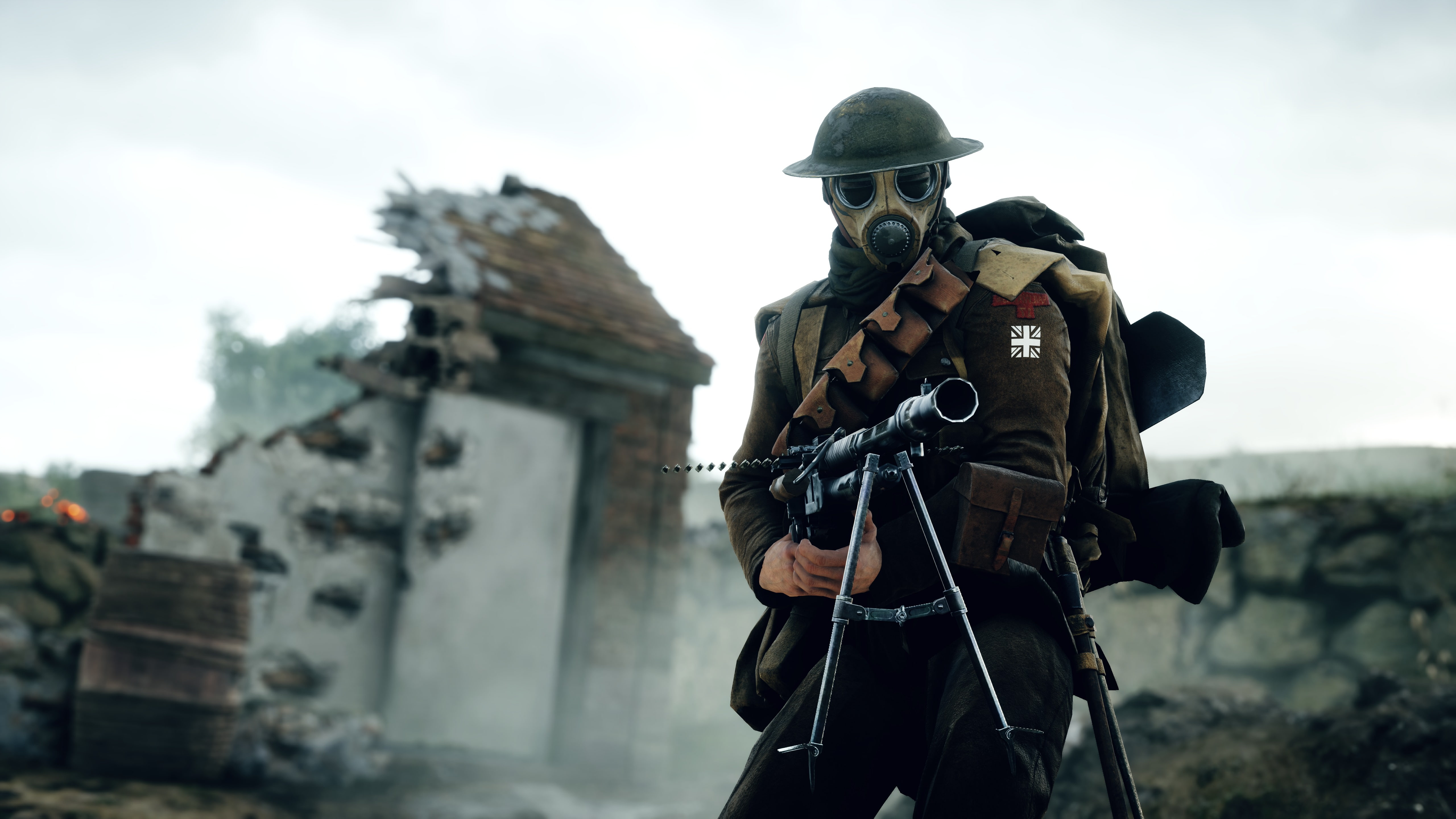 machine gun, 5K, helmet, weapons, the game, Electronic Arts, Battlefield 1, war, British, soldiers, HD Wallpaper