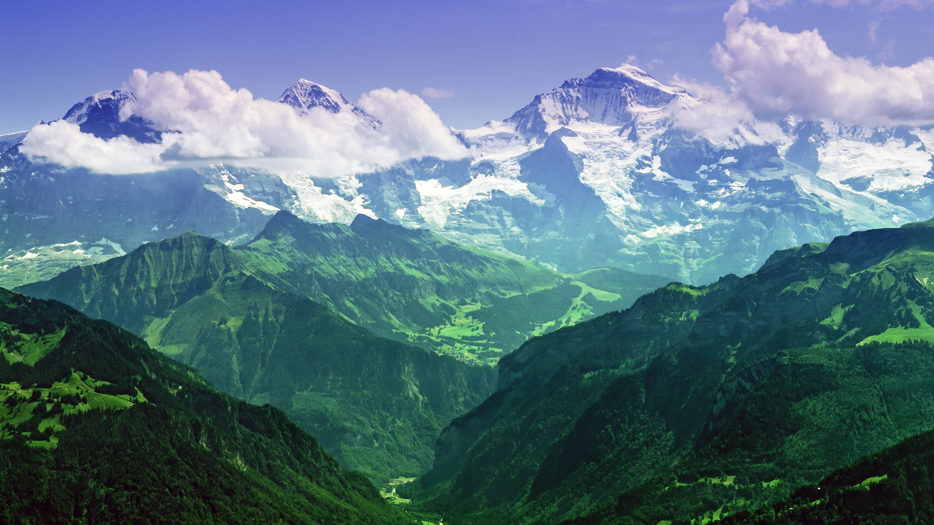 Jungfrau, landscape, Alps, nature, 4K, Bernese Alps, photography, mountains, HD Wallpaper