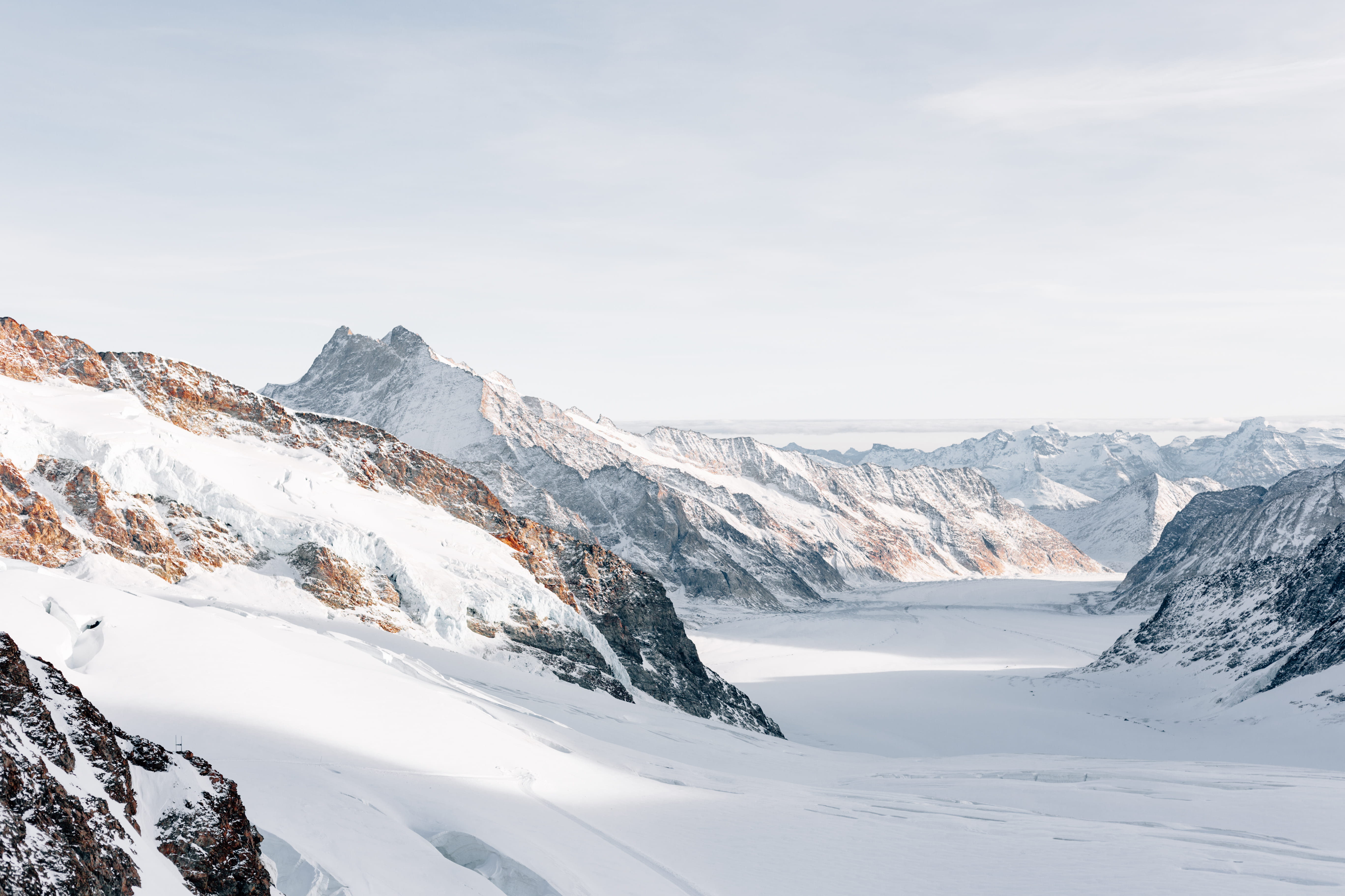 cold - Temperature, snowcapped mountain, scenics, 5K, panoramic, no People, cold, snow, summit, cold temperature, ridge, extreme Terrain, rock, tree, sky, HD Wallpaper