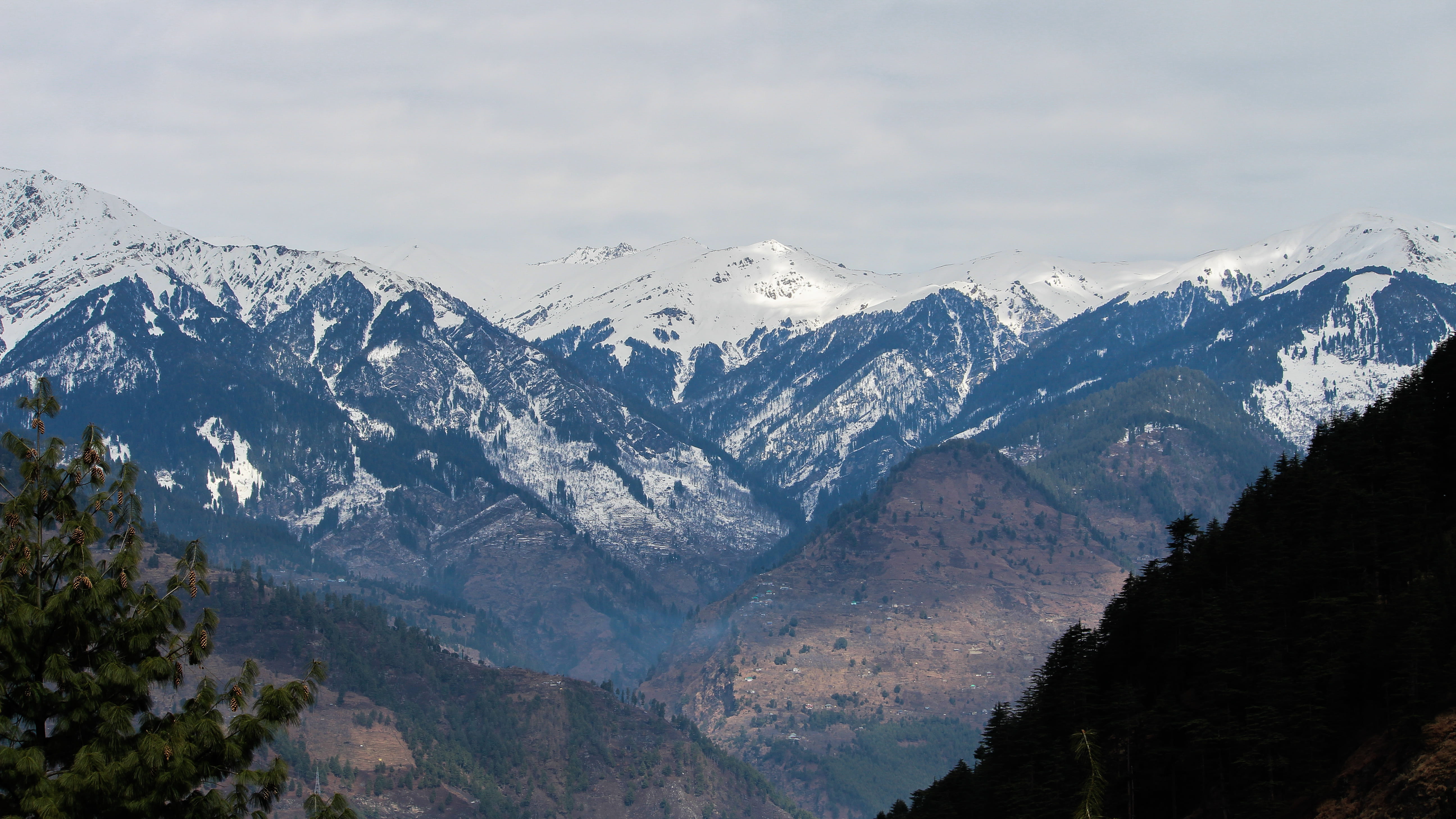 non-urban scene, 5K, manali, mountain peak, uttar parades, snowcapped mountain, tranquility, sky, winter, shotoneplus, mountain range, cloud - sky, cold temperature, HD Wallpaper