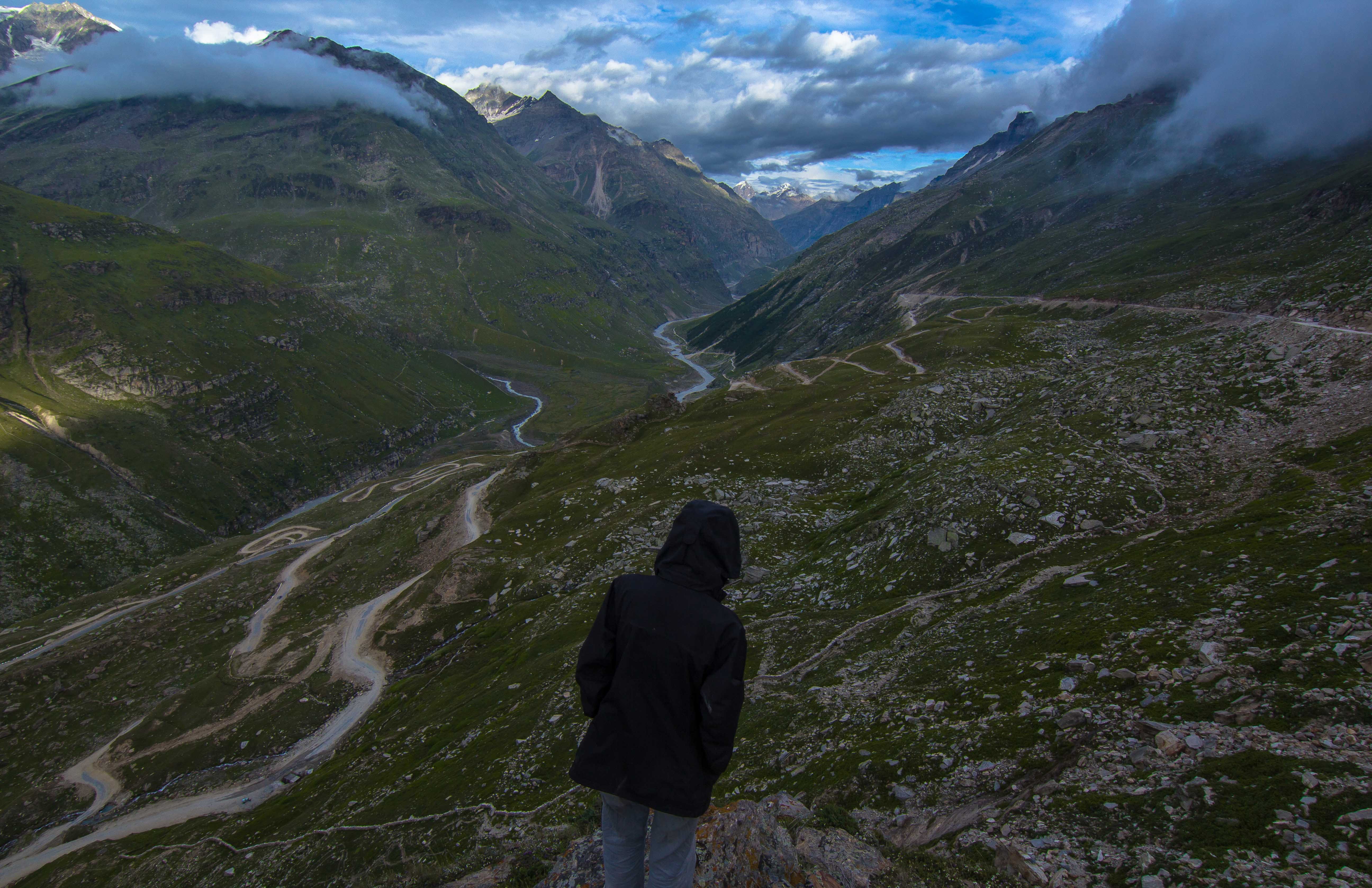 real people, one person, landscape, mountains, sky, lifestyles, mountain range, environment, scenics - nature, adventure, mountain, day, rohtang pass, india, HD Wallpaper