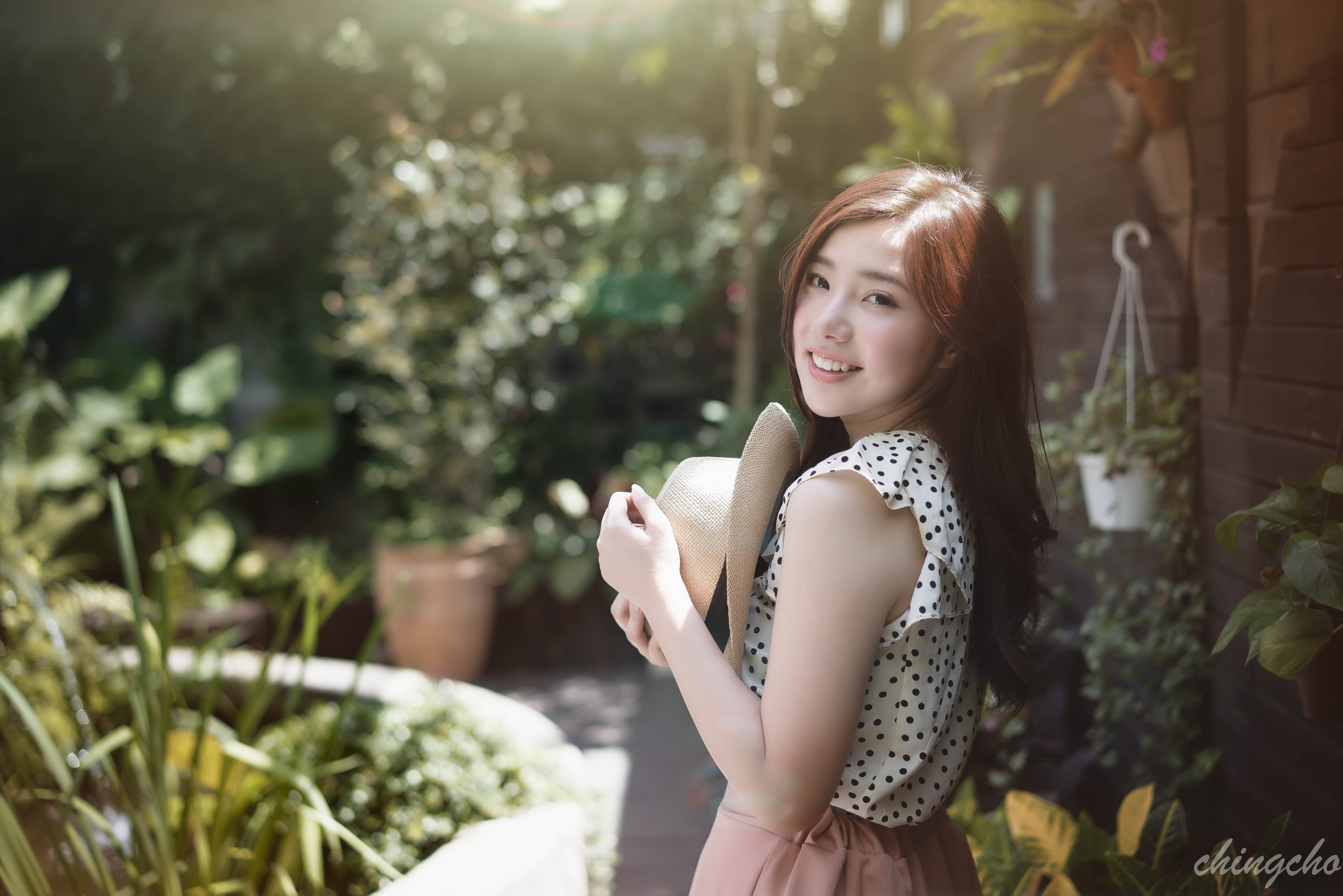 Taiwanese, redhead, hairstyle, lifestyles, 5K, three quarter length, looking at camera, Asian, beauty, real people, side view, depth of field, adult, women, HD Wallpaper