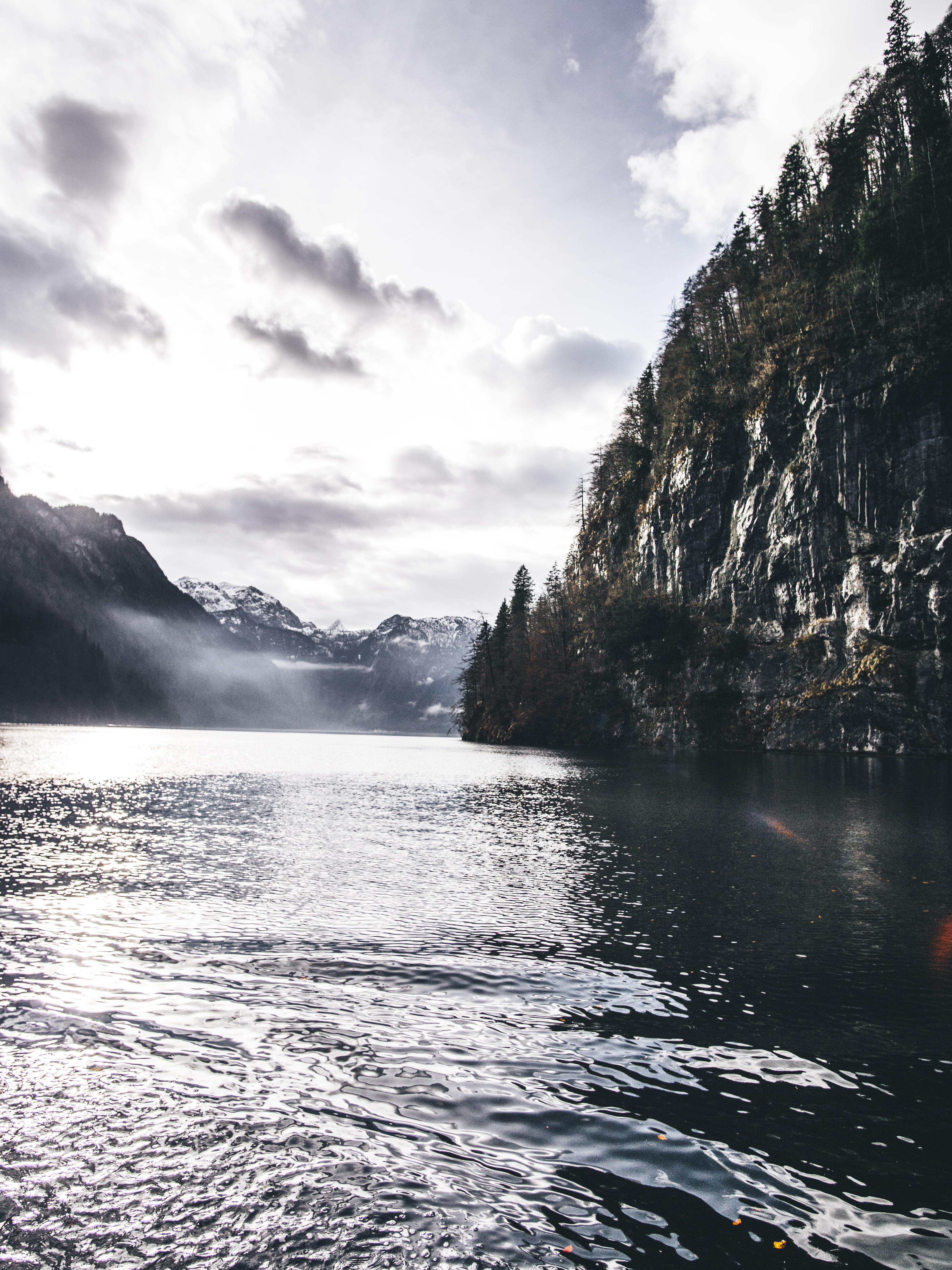 non-urban scene, no people, germany, sky, day, beauty in nature, 5K, flowing water, koenigssee, scenics - nature, alps, tranquil scene, water, hike, lake, Phone HD Wallpaper