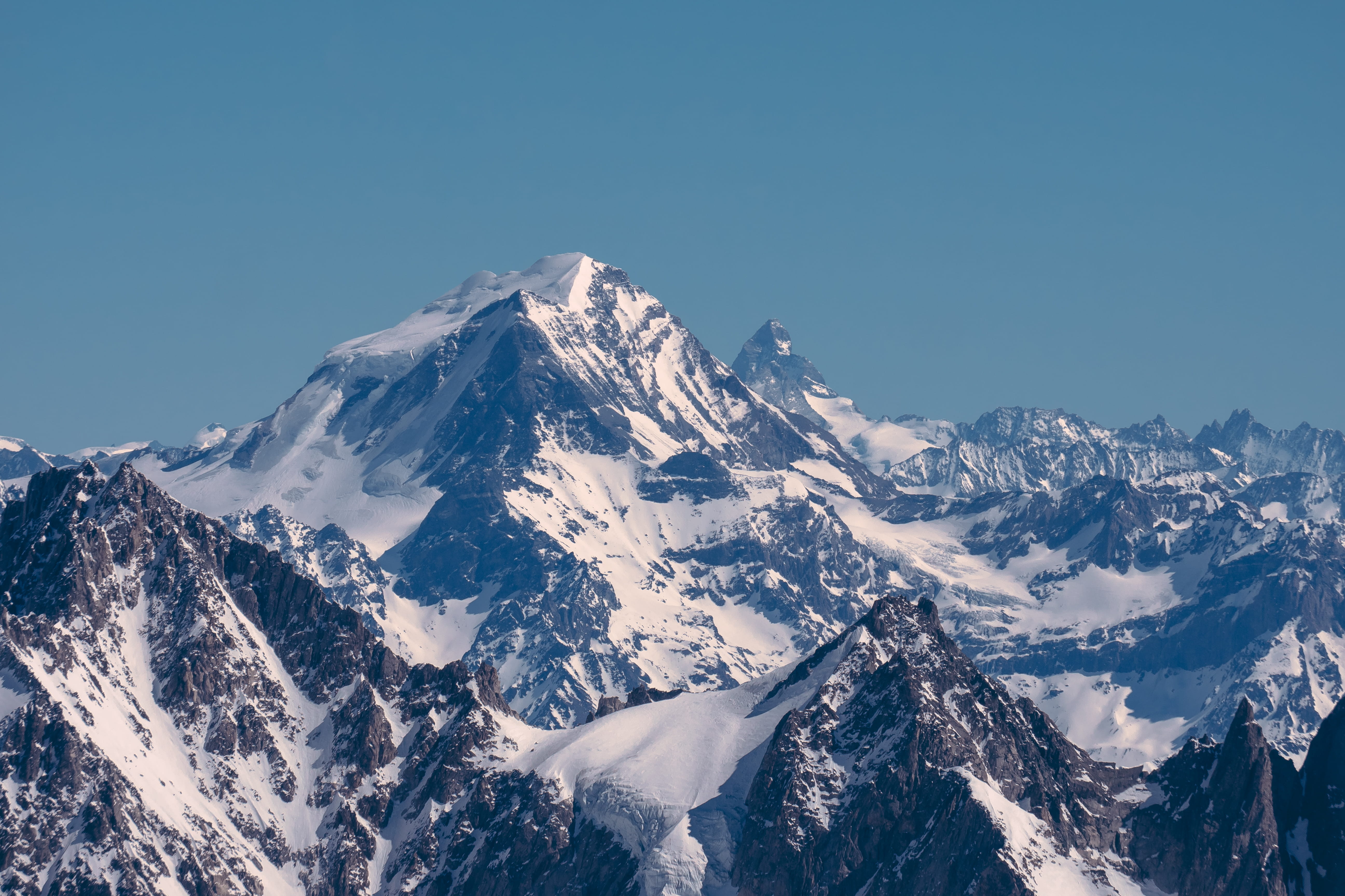 cervin, matterhorn, alp, covered, tranquility, switzerland, france, 5K, animal, day, nature, italy, photography, alps, snowcapped mountain, no people, HD Wallpaper