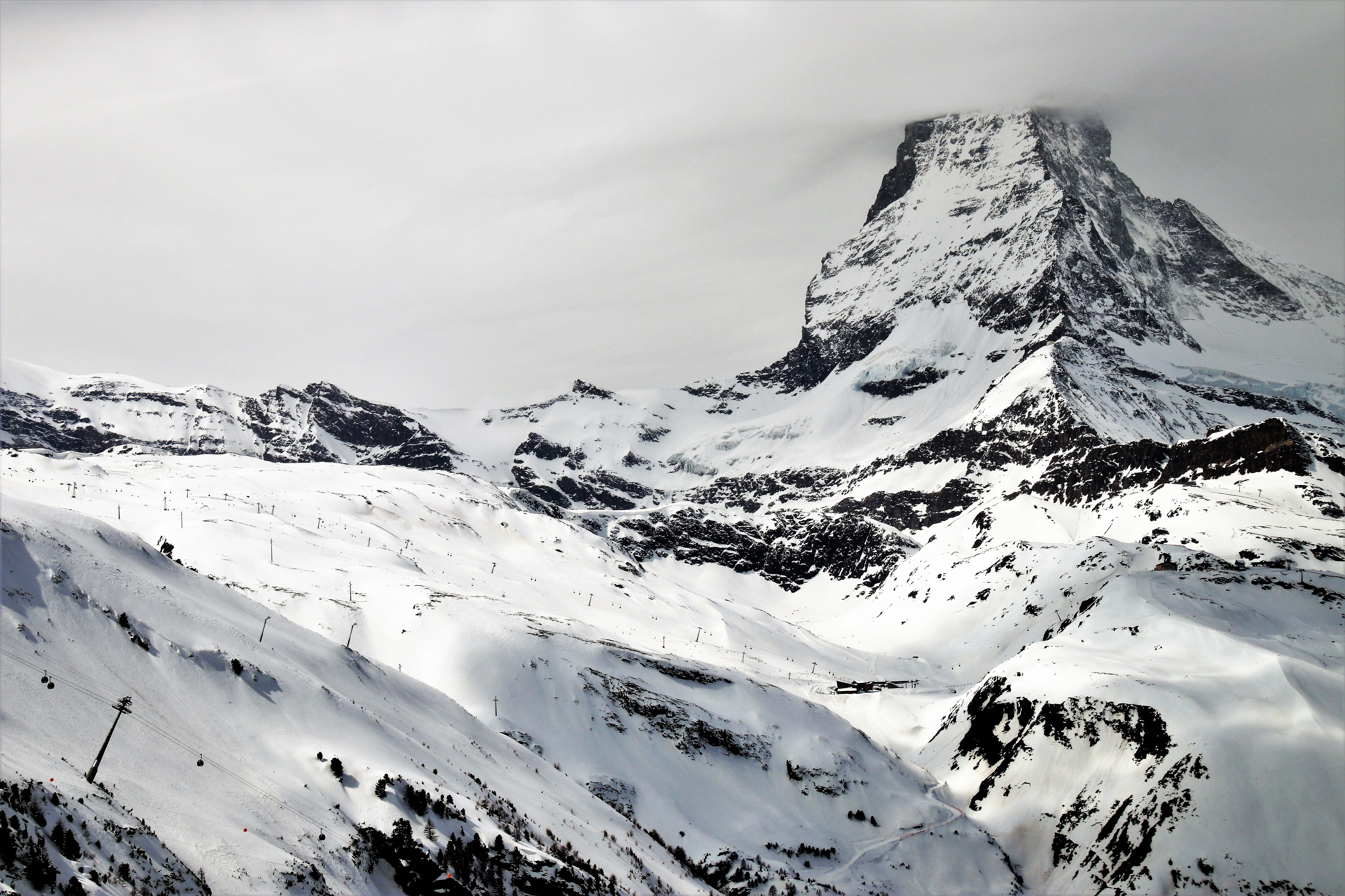 zermatt, tranquility, covered, scenics - nature, aerial, mountains, symbol, 5K, formation, the silence, village, pattern, happiness, environment, peace of mind, HD Wallpaper