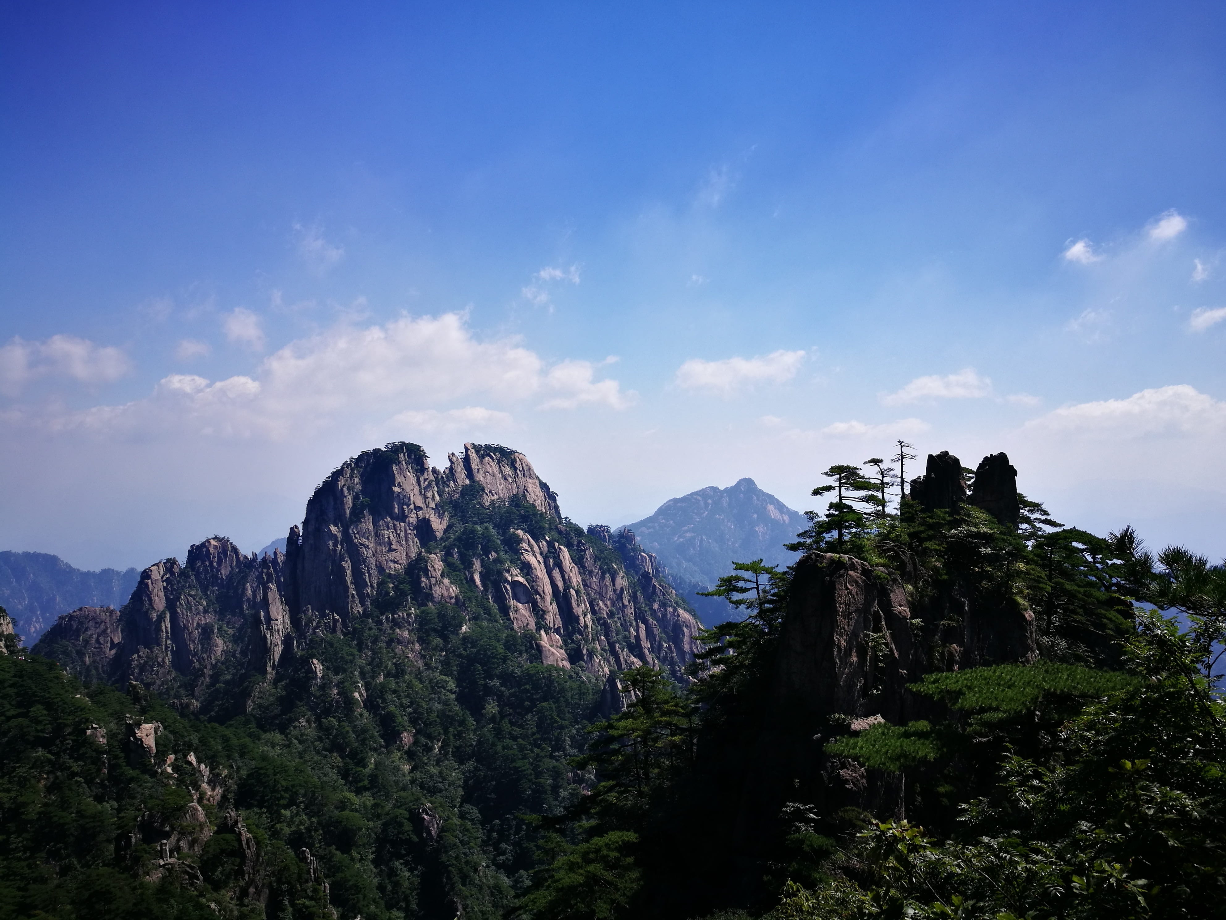 non-urban scene, beauty in nature, environment, Anhui, 4K, no people, mountain range, huangshan, Huangshan, rock - object, rock, tranquil scene, tranquility, HD Wallpaper