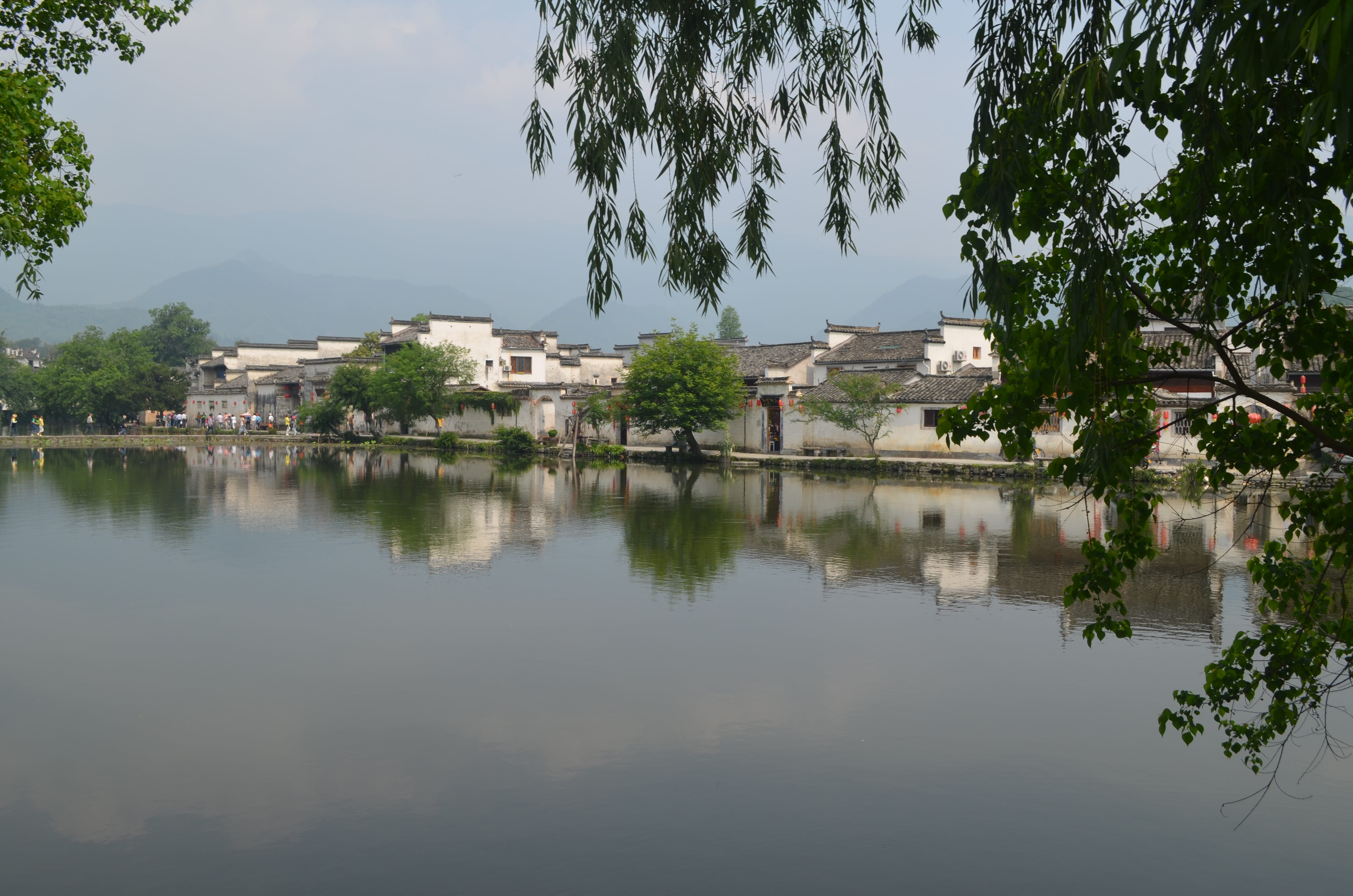 day, sky, city, water, growth, no people, waterfront, reflection, history, architecture, building exterior, tree, hongcun village, nature, residential district, HD Wallpaper