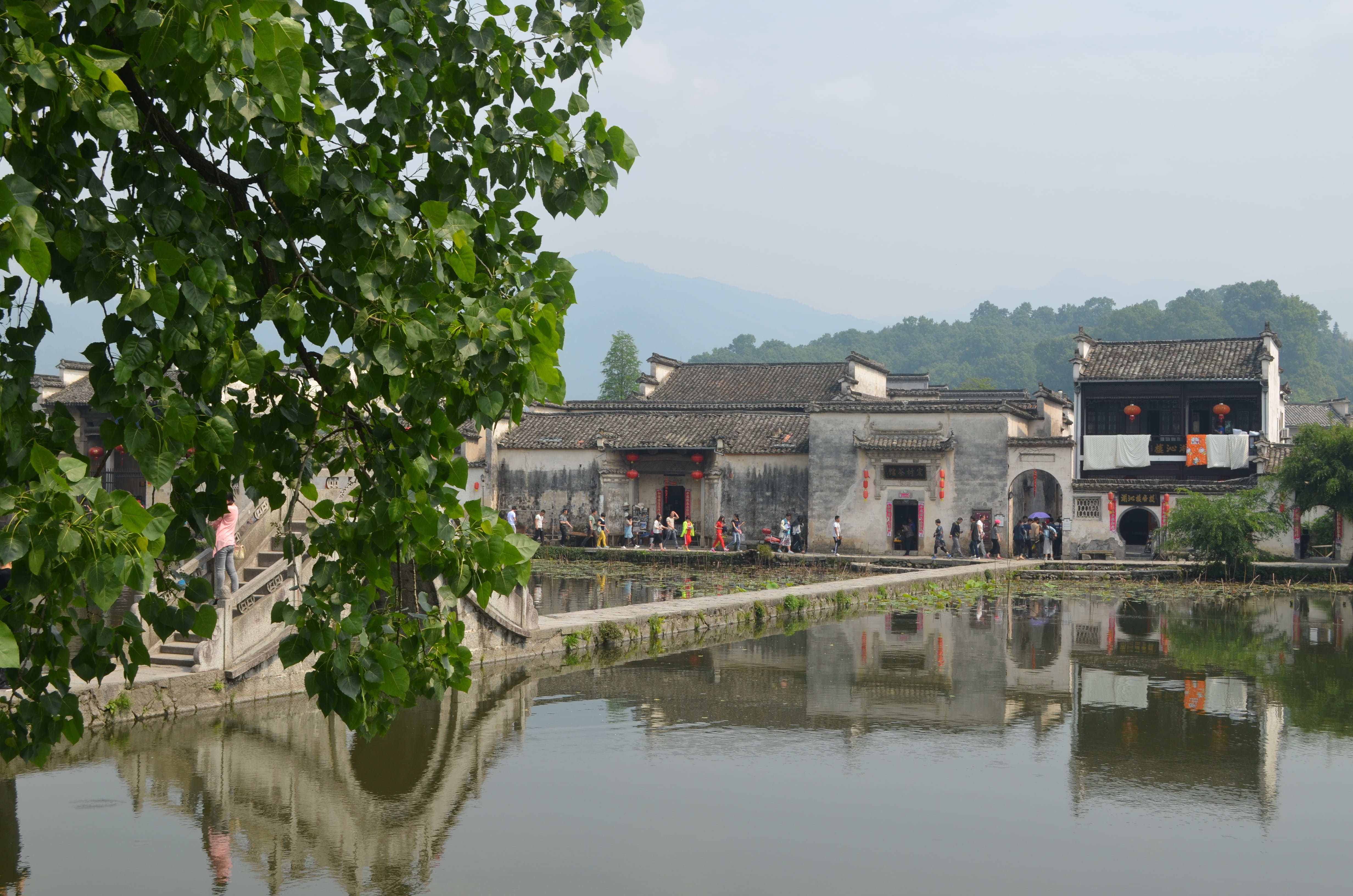 place of worship, water, building, lake, sky, huangshan, views, architecture, belief, built structure, religion, 4K, nature, no people, hongcun village, HD Wallpaper