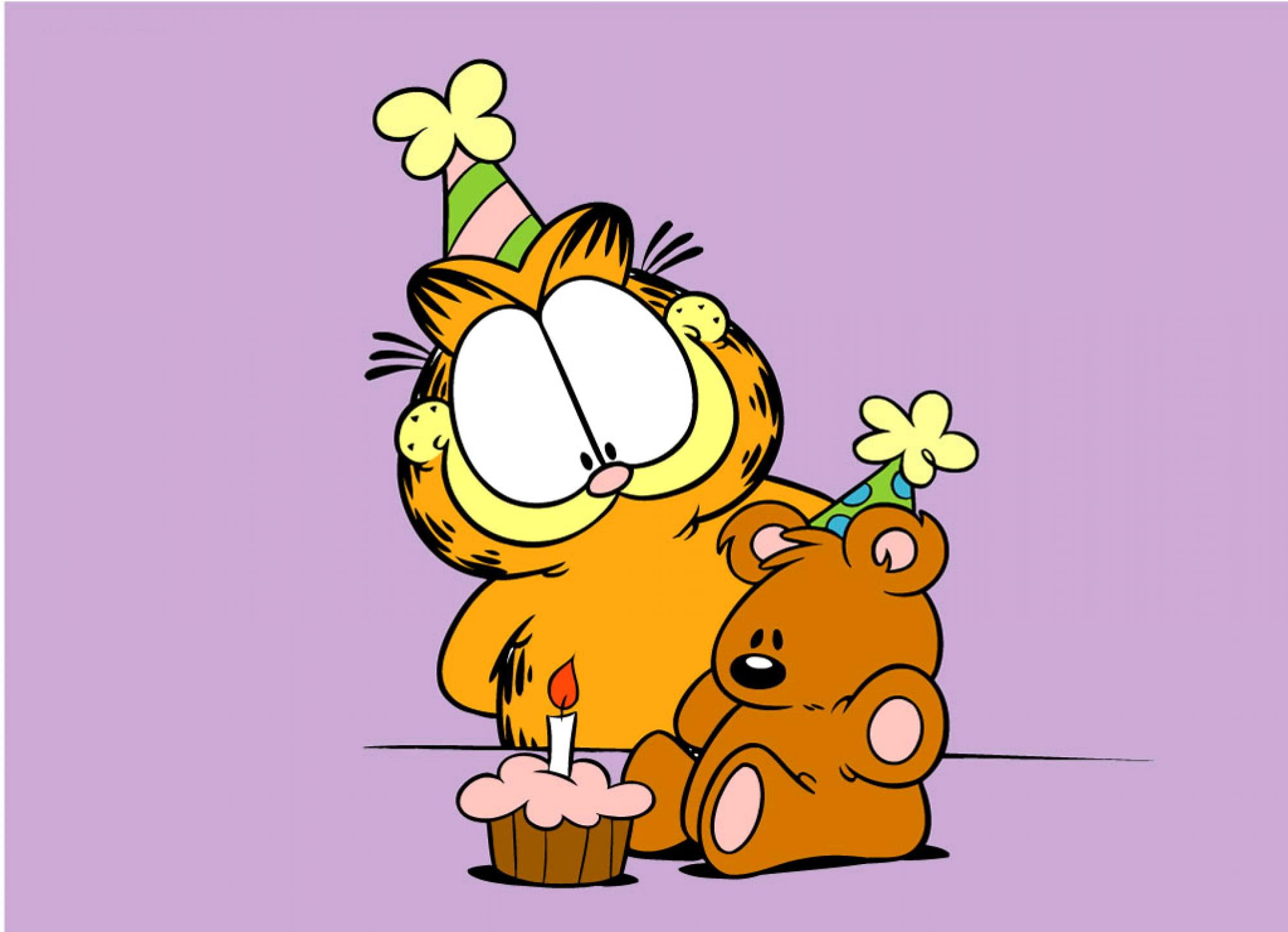 bear, garfield, birthday, 1080P, HD Wallpaper