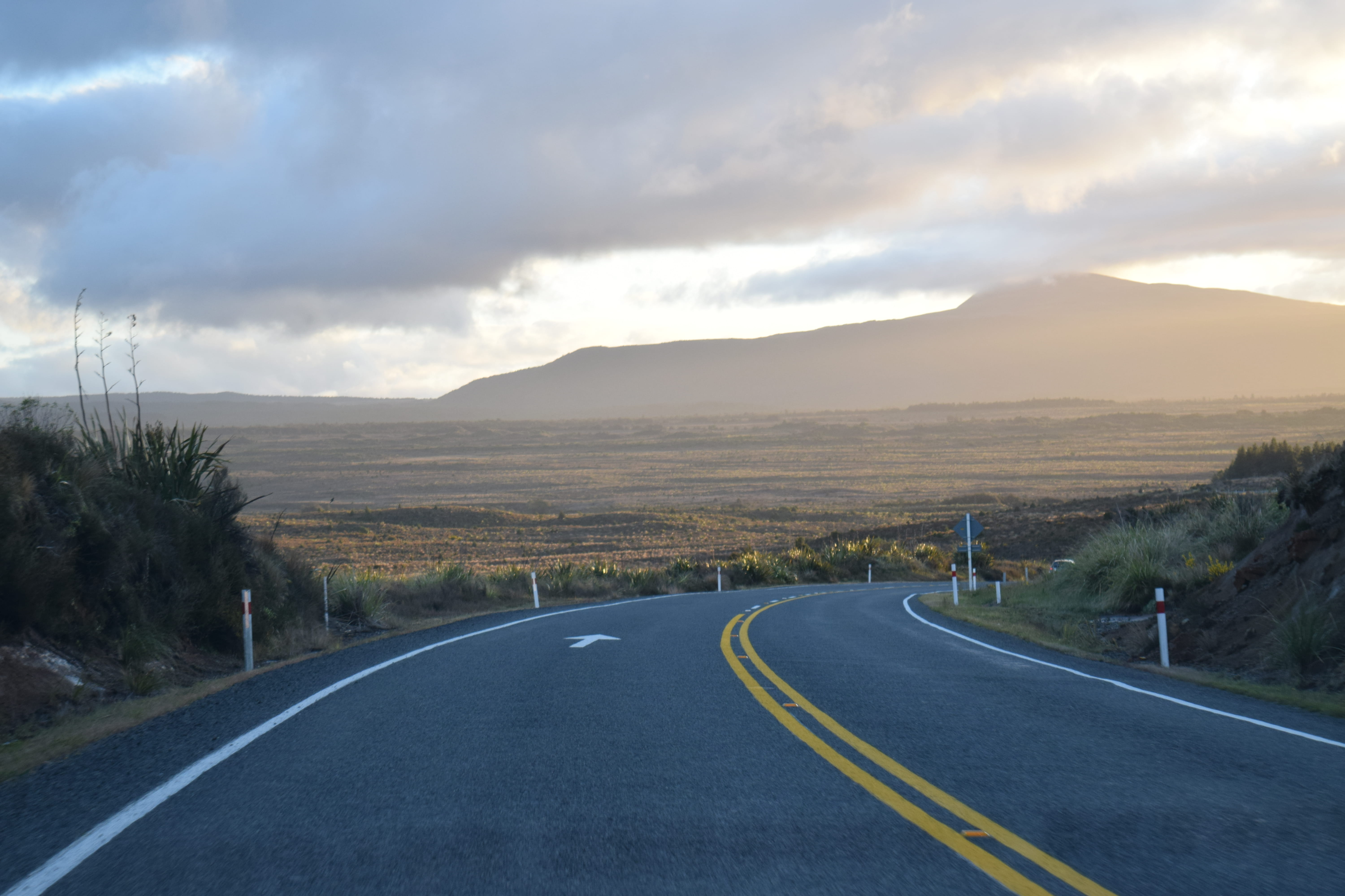 outdoors, direction, beauty in nature, tranquility, road, long, scenics - nature, no people, new zealand, environment, cloud - sky, sign, symbol, mountain, HD Wallpaper