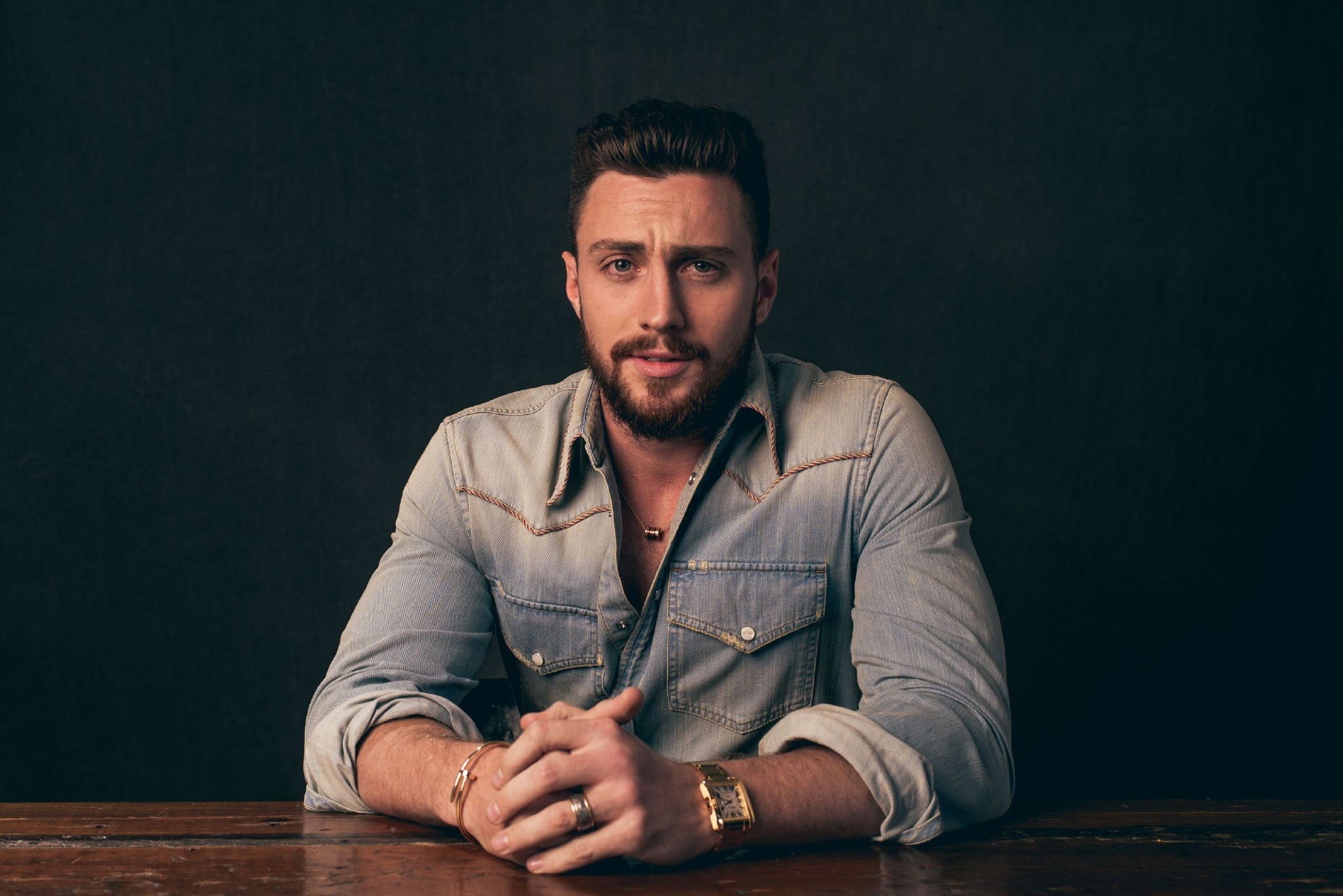 Andrew H Walker, shirt, denim, Variety, Aaron Taylor-Johnson, photoshoot, beard, actor, 1080P, HD Wallpaper