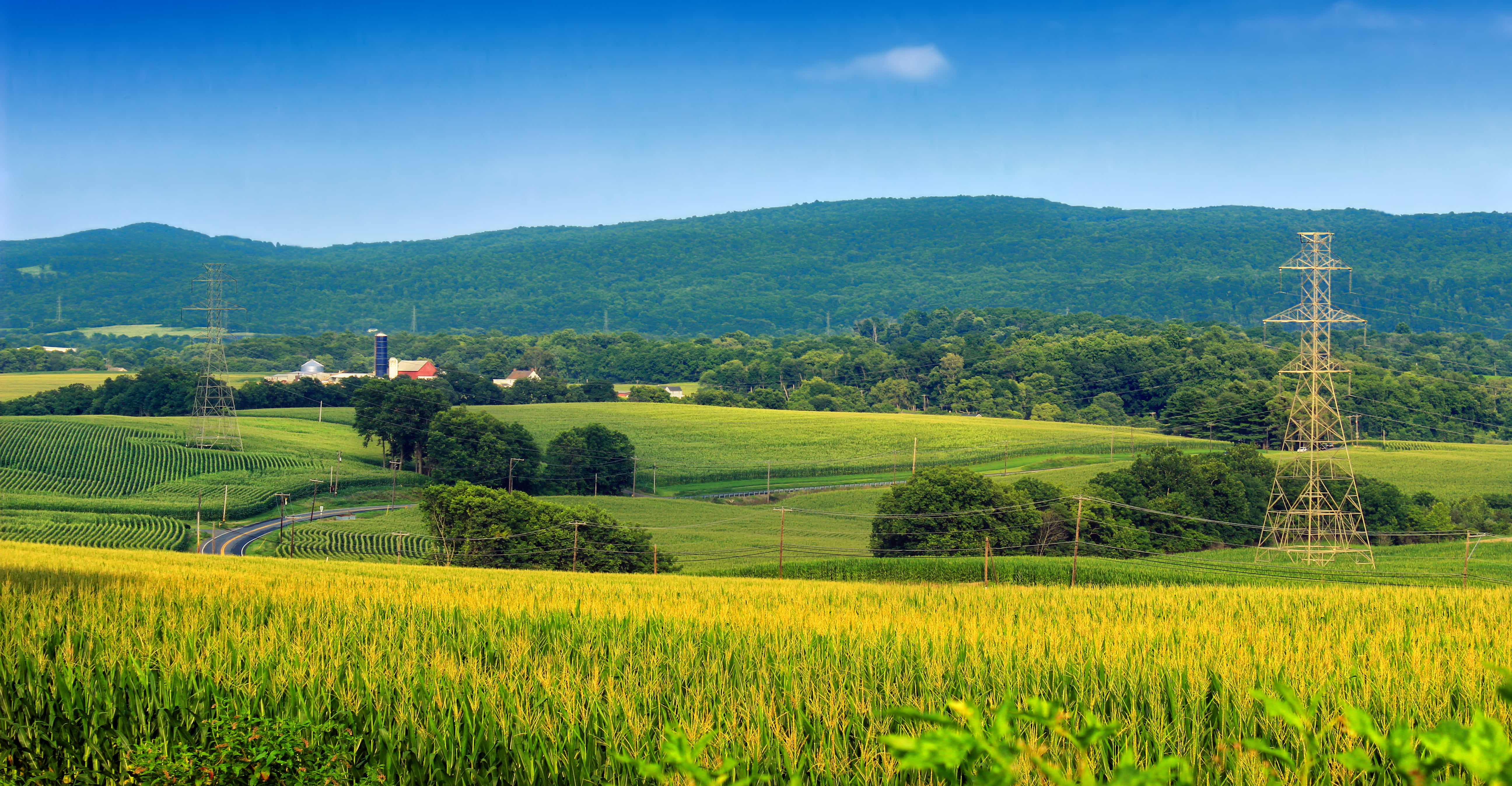 Pennsylvania, rural, sky, creative commons, mountain  valley, cornfield, Appalachian Mountains, green, Church Hill, 5K, New Jersey, outdoors, farm, Lehigh Valley, HD Wallpaper