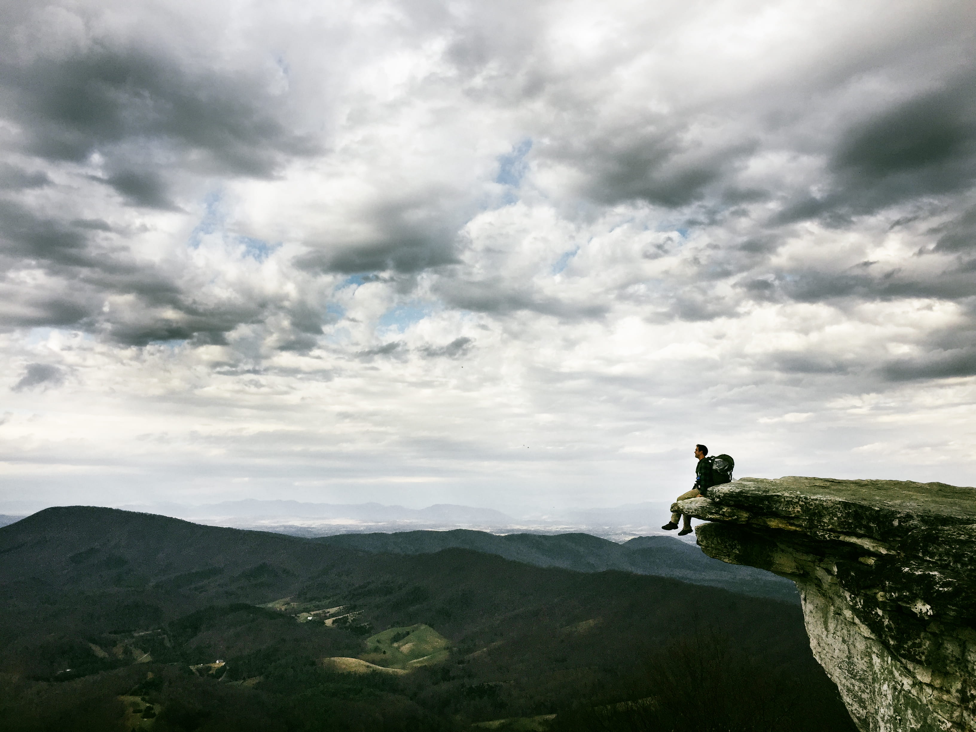 one person, united states, activity, mountain, risk, adventure, mcafee knob, beauty in nature, leisure activity, 2K, tranquil scene, lifestyles, nature, HD Wallpaper