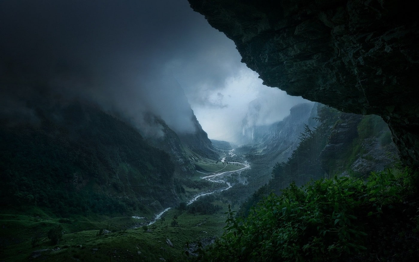 forest, landscape, morning, nature, france, storm, mountain, 720P, valley, mist, river, HD Wallpaper