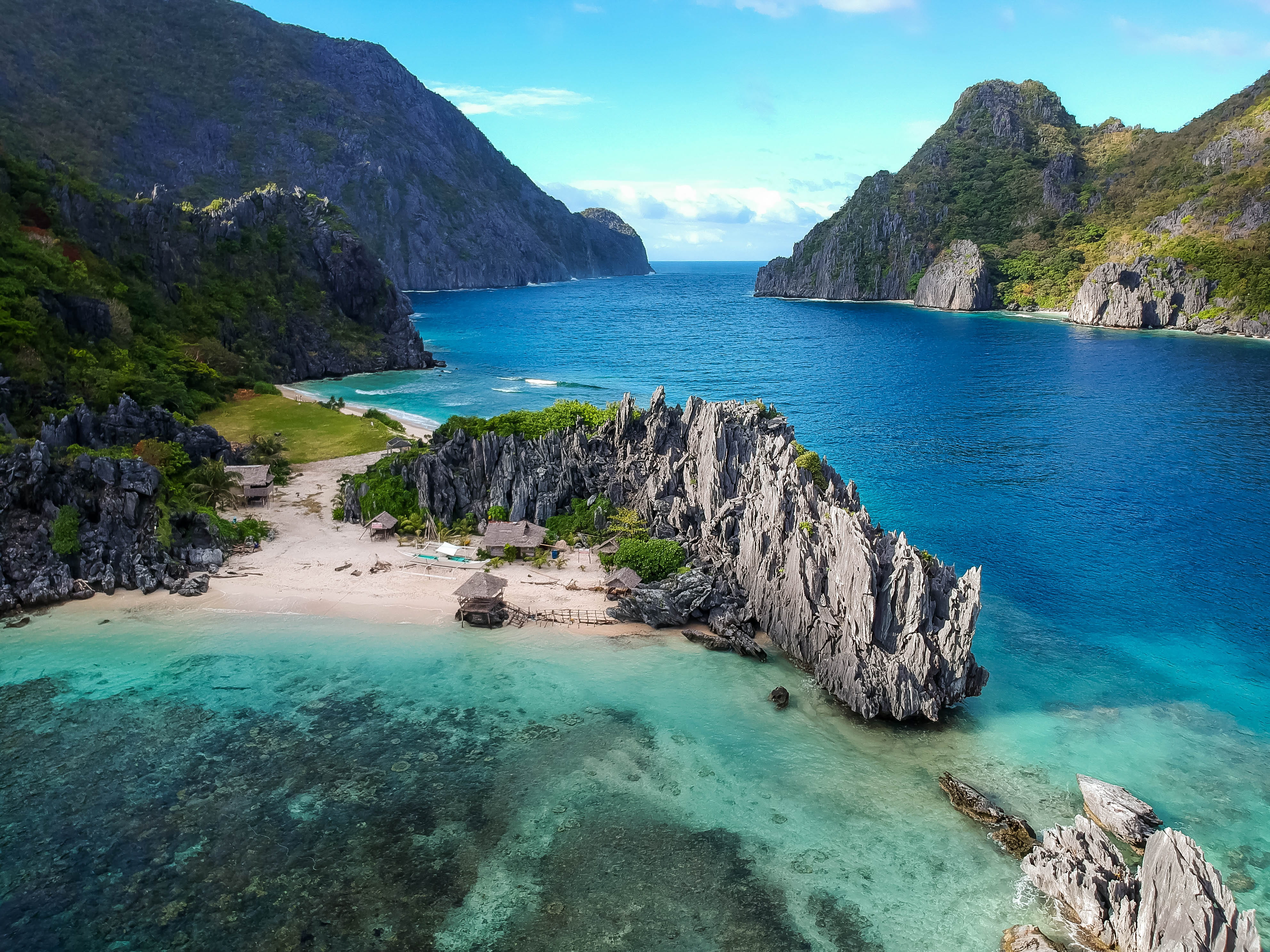 formation, green, no people, land, nature, beach, beside, hut, tranquility, bay, water, scenics - nature, cliff side, non-urban scene, sea, rock formation, HD Wallpaper