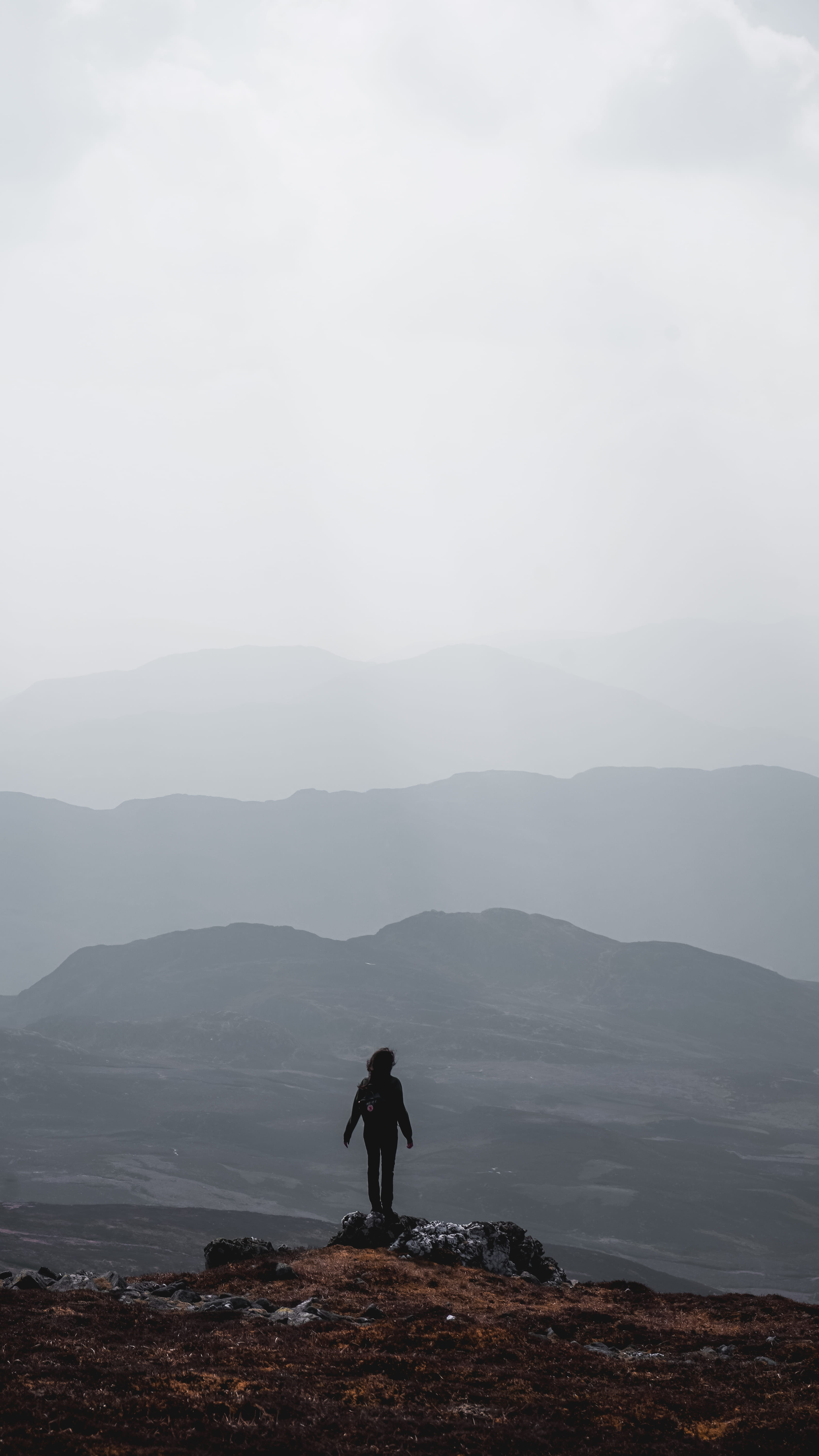 scotland, outdoors, standing, nature, fog, adventure, person, weather, hiking, one person, inspiration, cliff, holiday, lifestyles, ben chonzie, vacations, Phone HD Wallpaper